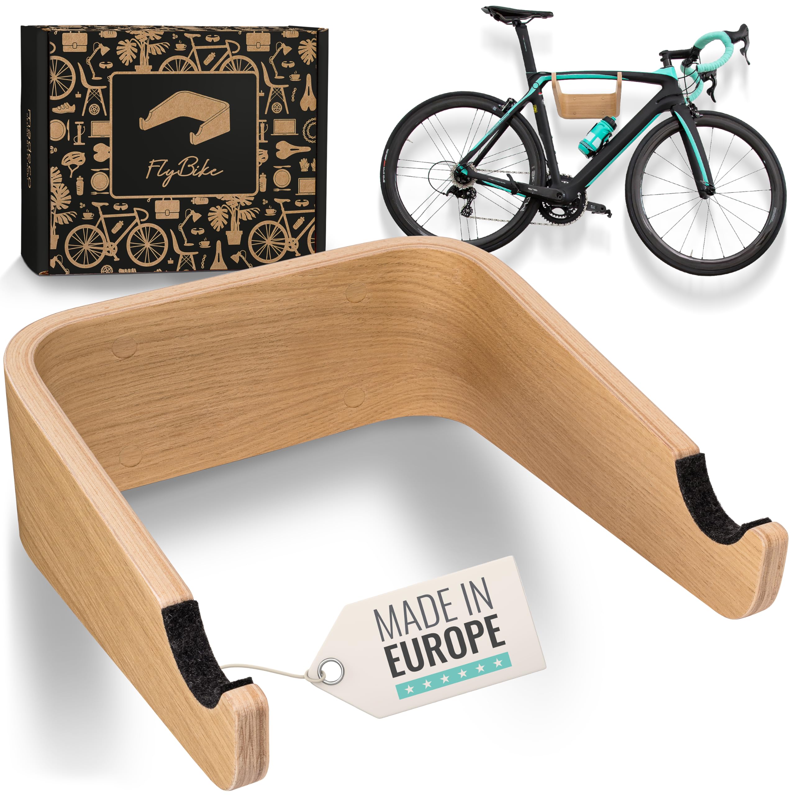 madeco FlyBike S Eiche Fahrrad Wandhalterung Holz