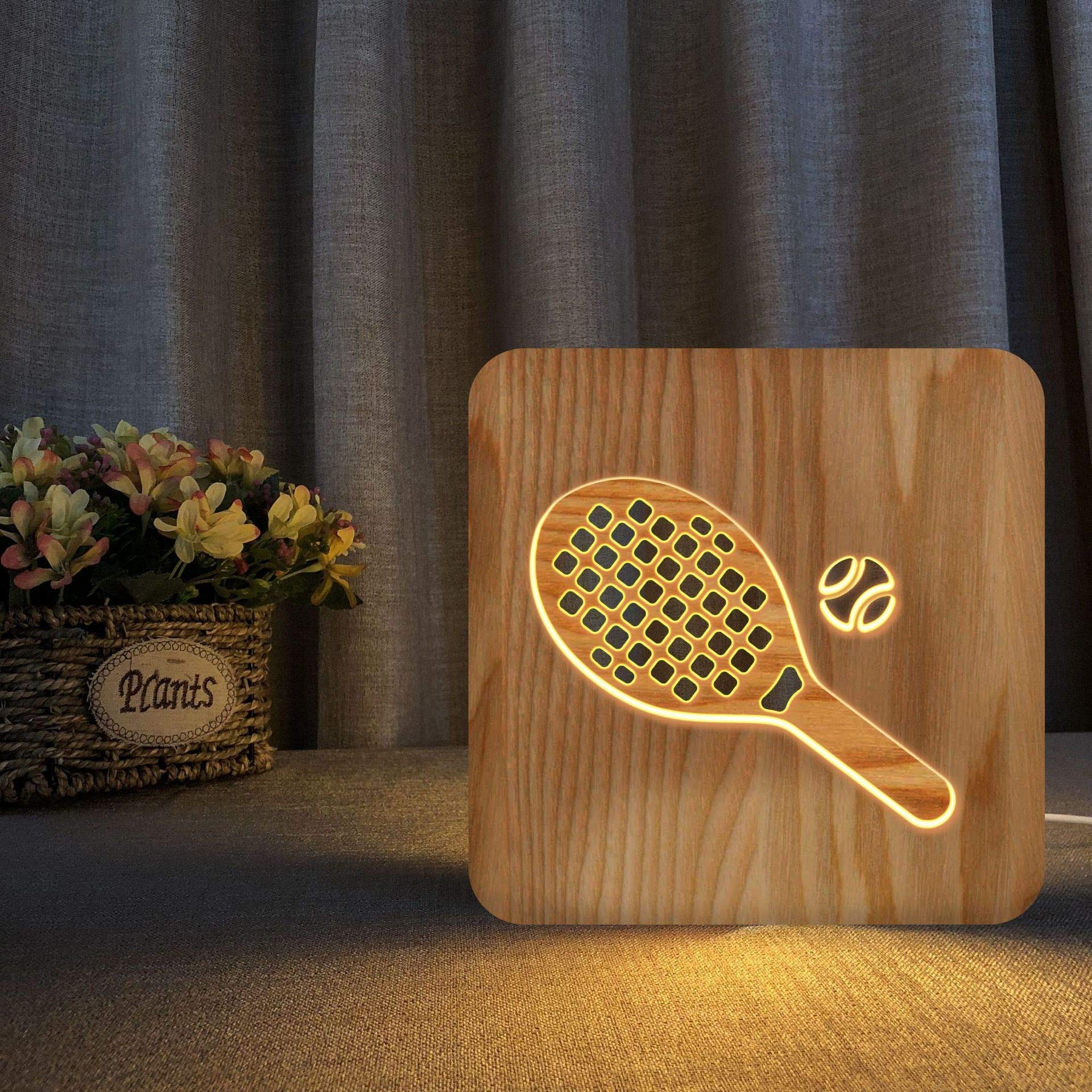 Lampe de table creative raquette de tennis 3D cadeau anniversaire - 7