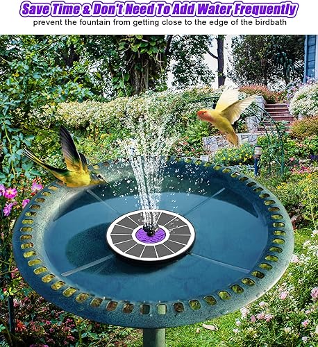 Miniatura 7 de SZMP Fuente solar de 3.5 W para pájaros con flor 2023 panel de vidrio mejorado y fuente solar mejorada 100% panel de vidrio (blanco)