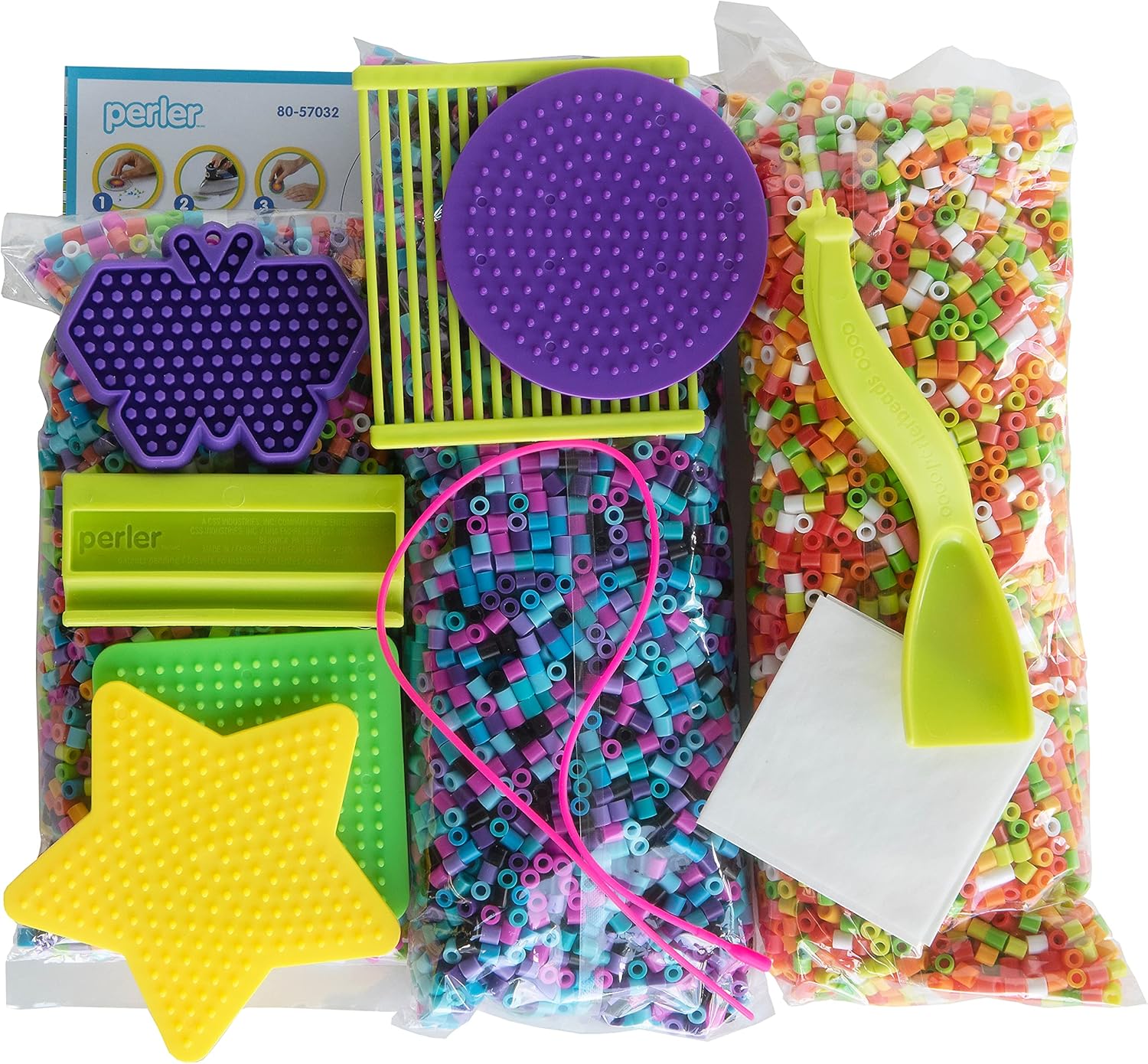 Perler 80-57032 Tactile Play Sensory Bin Fused Bead Activity Kit with Patterns for Kids, Multicolor, 13009pcs
