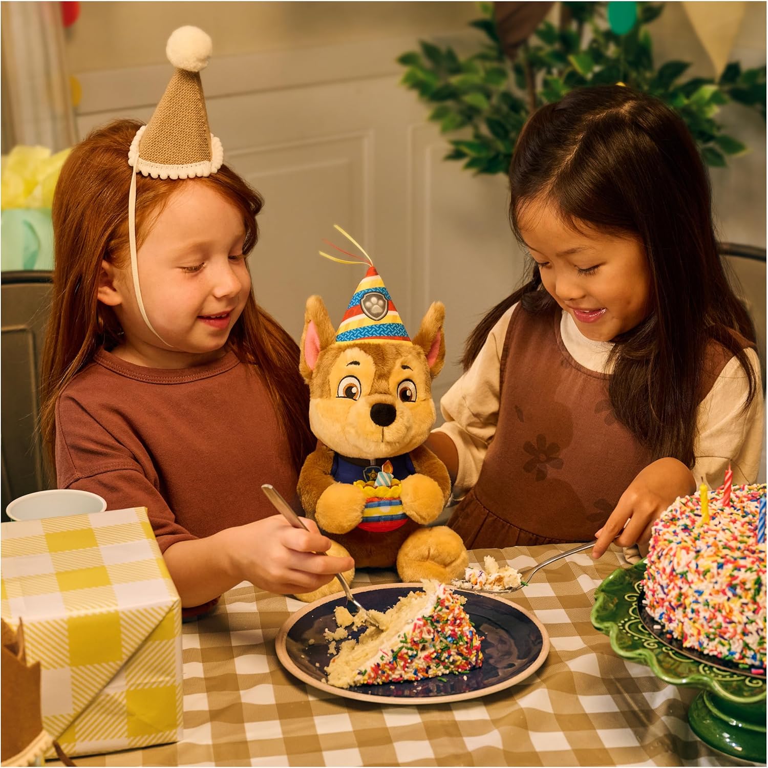 Paw Patrol GUND Birthday Chase Plush, Official Chase Plush Toy, Birthday Stuffed Animal, Sensory Toy for Ages 1 and Up, 9.5”