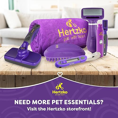 Miniatura 9 de Hertzko Correa retráctil resistente para perros con soporte integrado para bolsa de excrementos + dispensador de aguabotella - morado y negro, 16