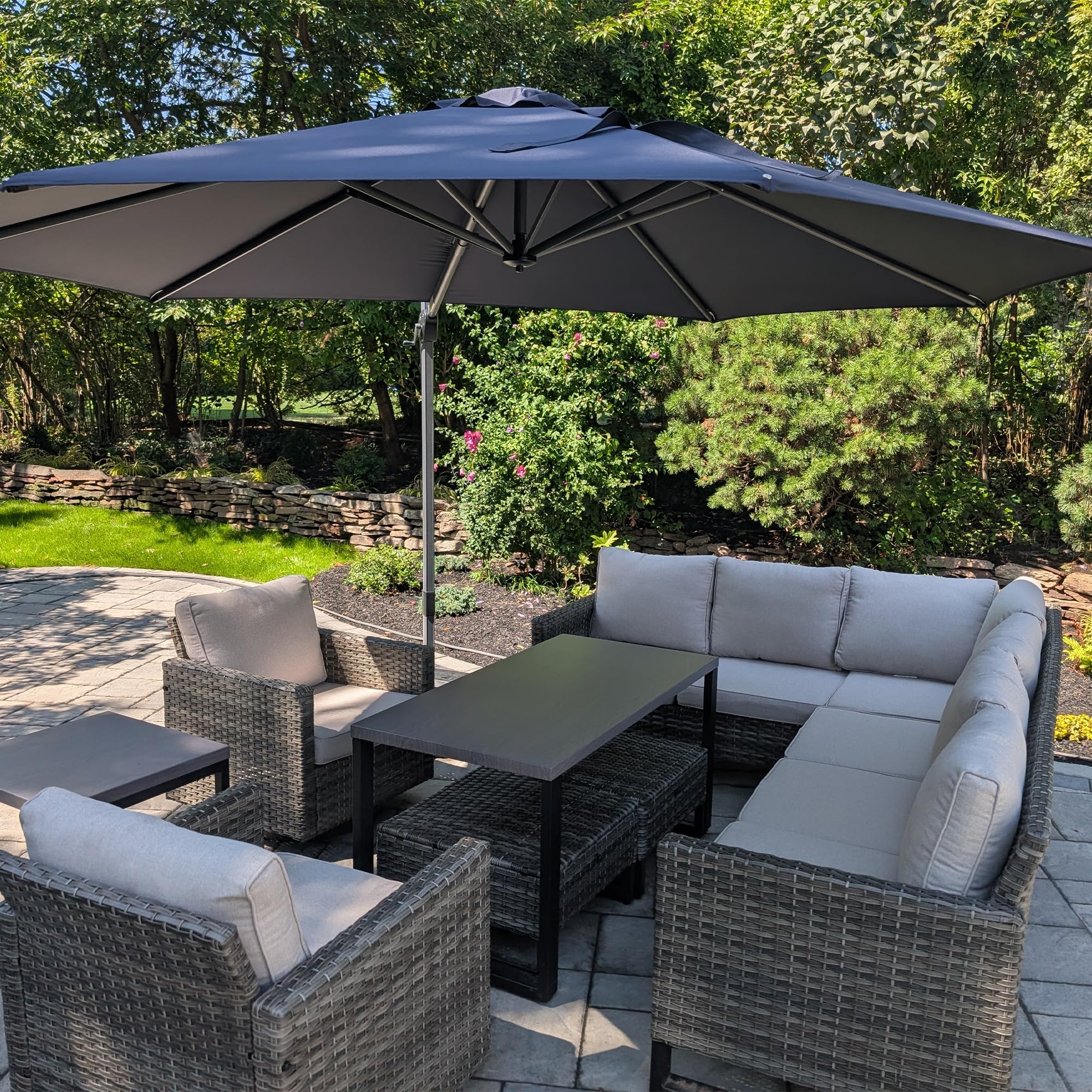 PURPLE LEAF 11ft Offset Umbrella with Base