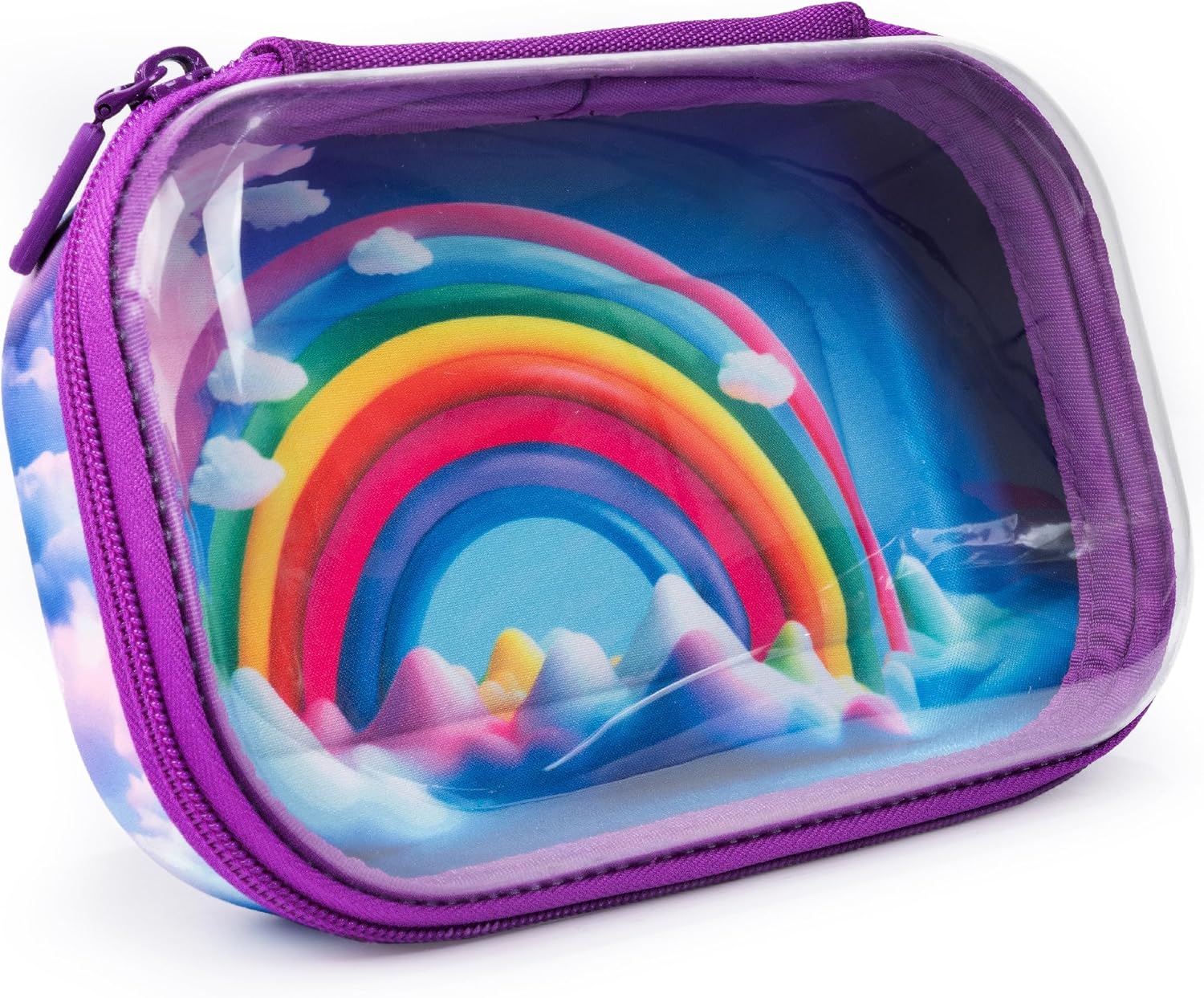ZIPIT Clear Top Pencil Box for Girls Rainbow Pencil Case