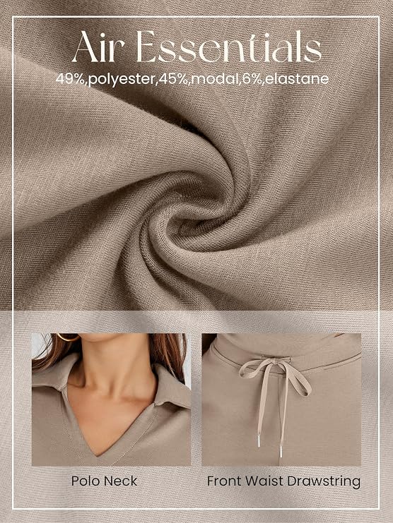 Glamaker Women's 2 Piece Sets Outfits Casual Long Sleeve Sweatsuits Polo Top and Wide Leg Pants Matching Sets