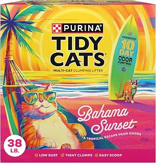 Purina Tidy Cats Bahama Sunset Clumping Cat Litter Tropical Scent 10-Day Odor Control Low Dust 38 lb