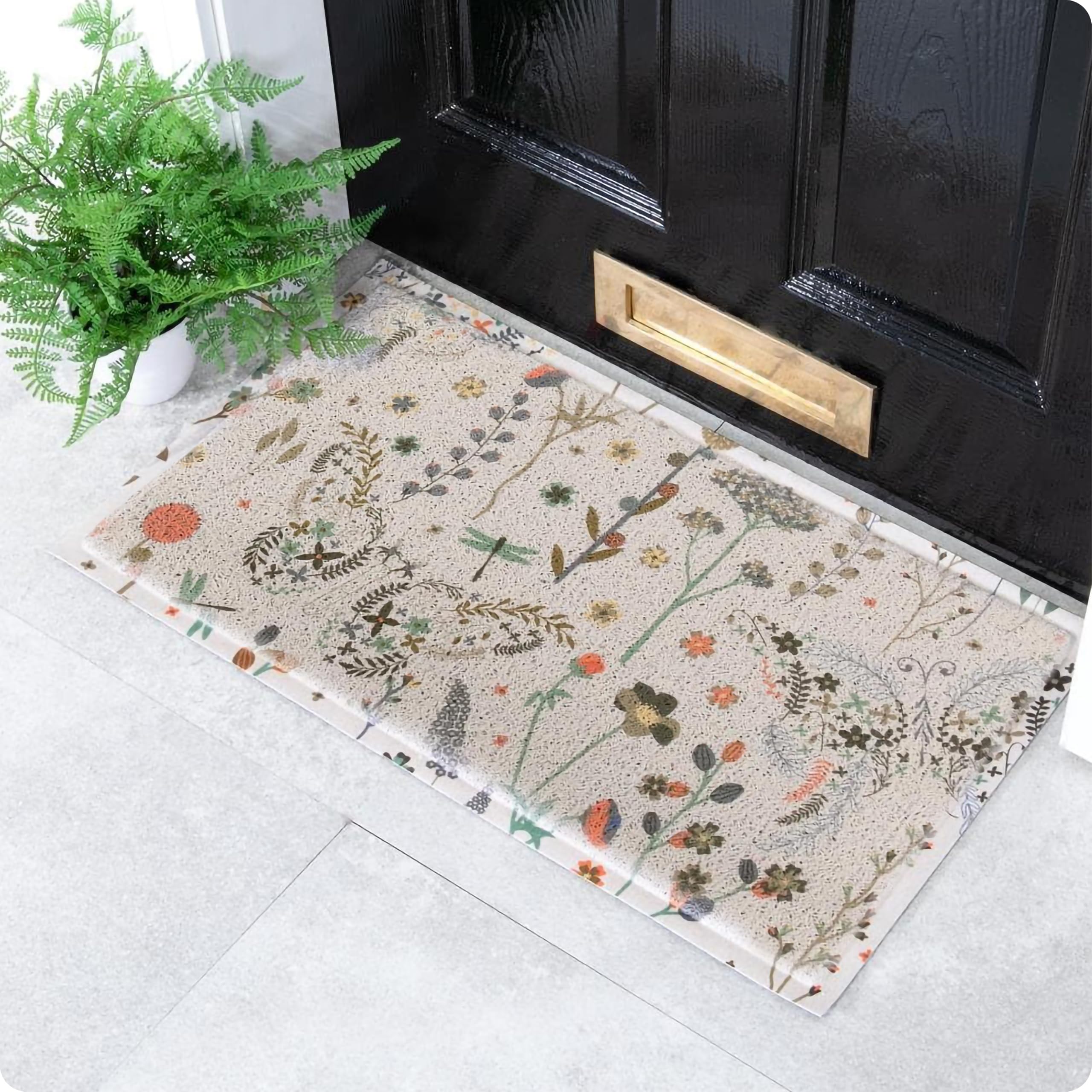 Artsy Mats Butterfly Floral Pattern Indoor & Outdoor Door Mat - Incredibly & Weatherproof Doormats - Non Slip Mat, (70x40 cm) โ image 1