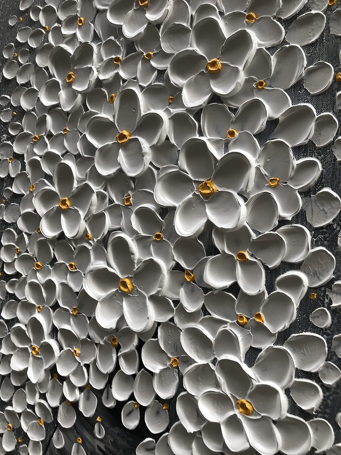 Epicler 20x40 Hand-Painted Painting for Wall Decoration, White Bouquet in vase, Home Wall Decoration.