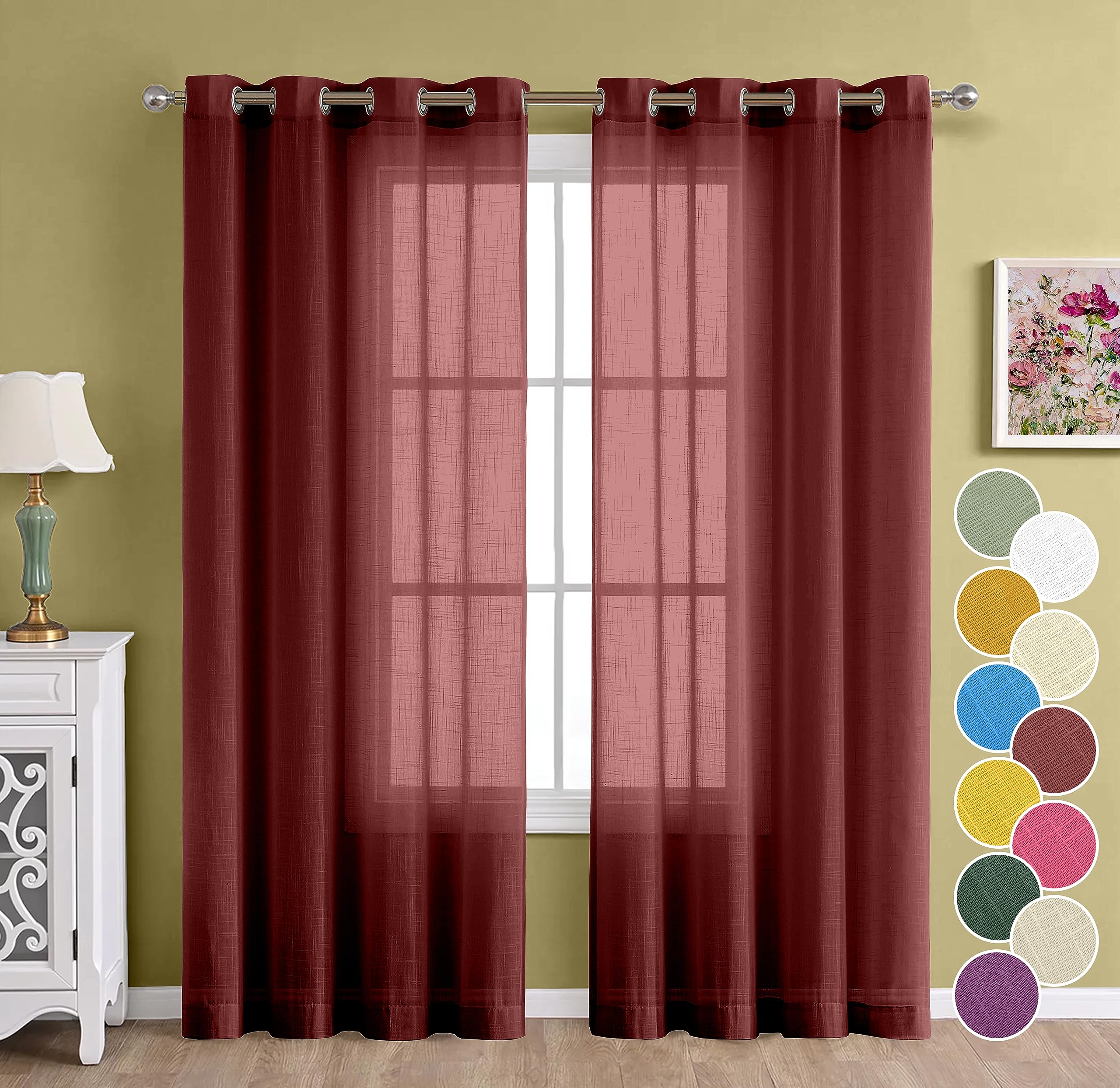 THE LINEN COMPANY Cotton Linen Solid Window Curtain Set with Steel Eyelet Rings- 4 Feet (Maroon, Set of 2) (B0CPBLF7J3) Amazon Price History, Amazon Price Tracker