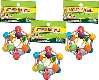 (3 Pack) Ware Manufacturing Wood Atomic Nut Ball Pet Toys for Small Pets - Large