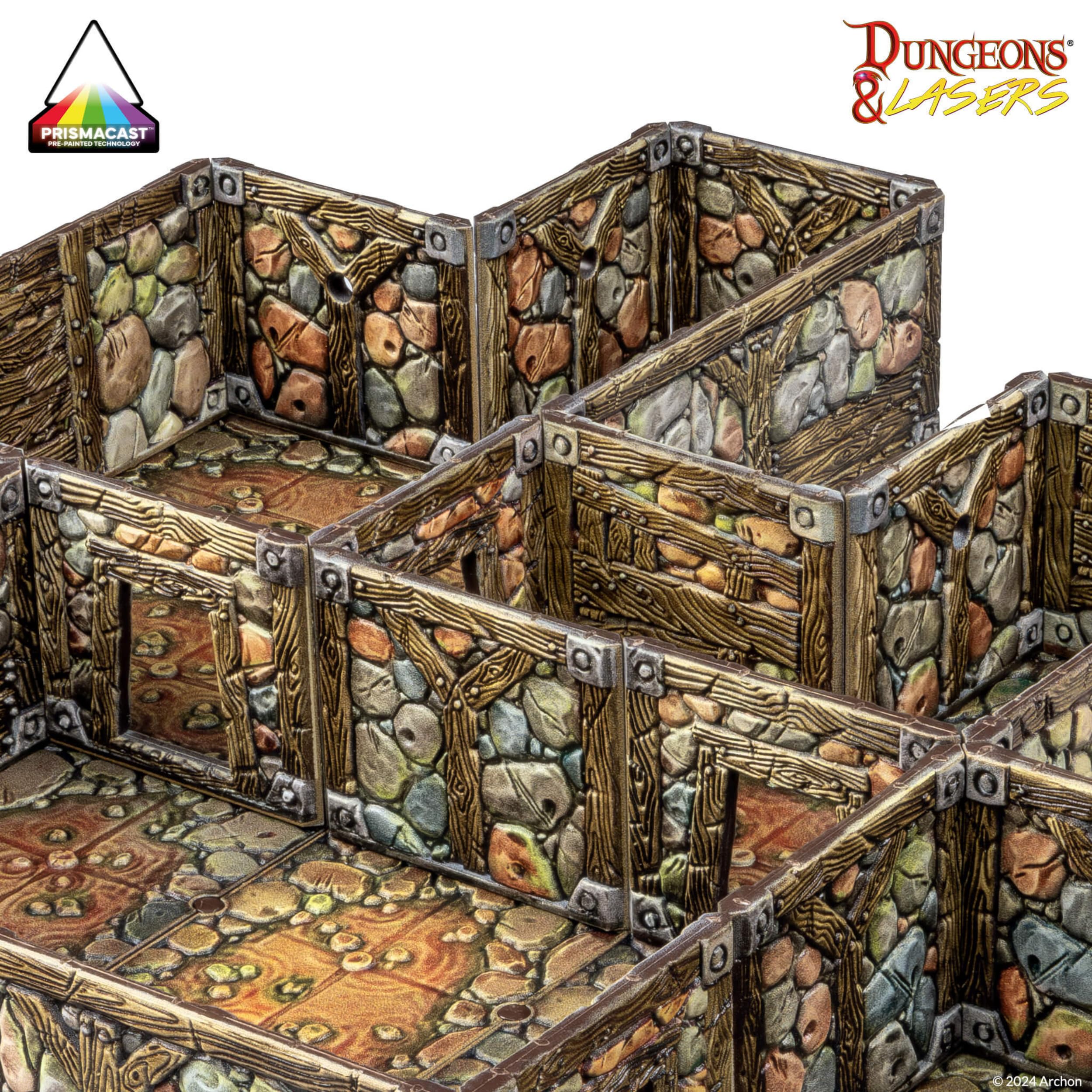 Dungeons & Lasers Set di terreno preverniciato per giochi di ruolo DND e da tavolo, compatibile con miniature in scala da 28 mm-32 mm, design modulare per un montaggio rapido (miniere abbandonate)
