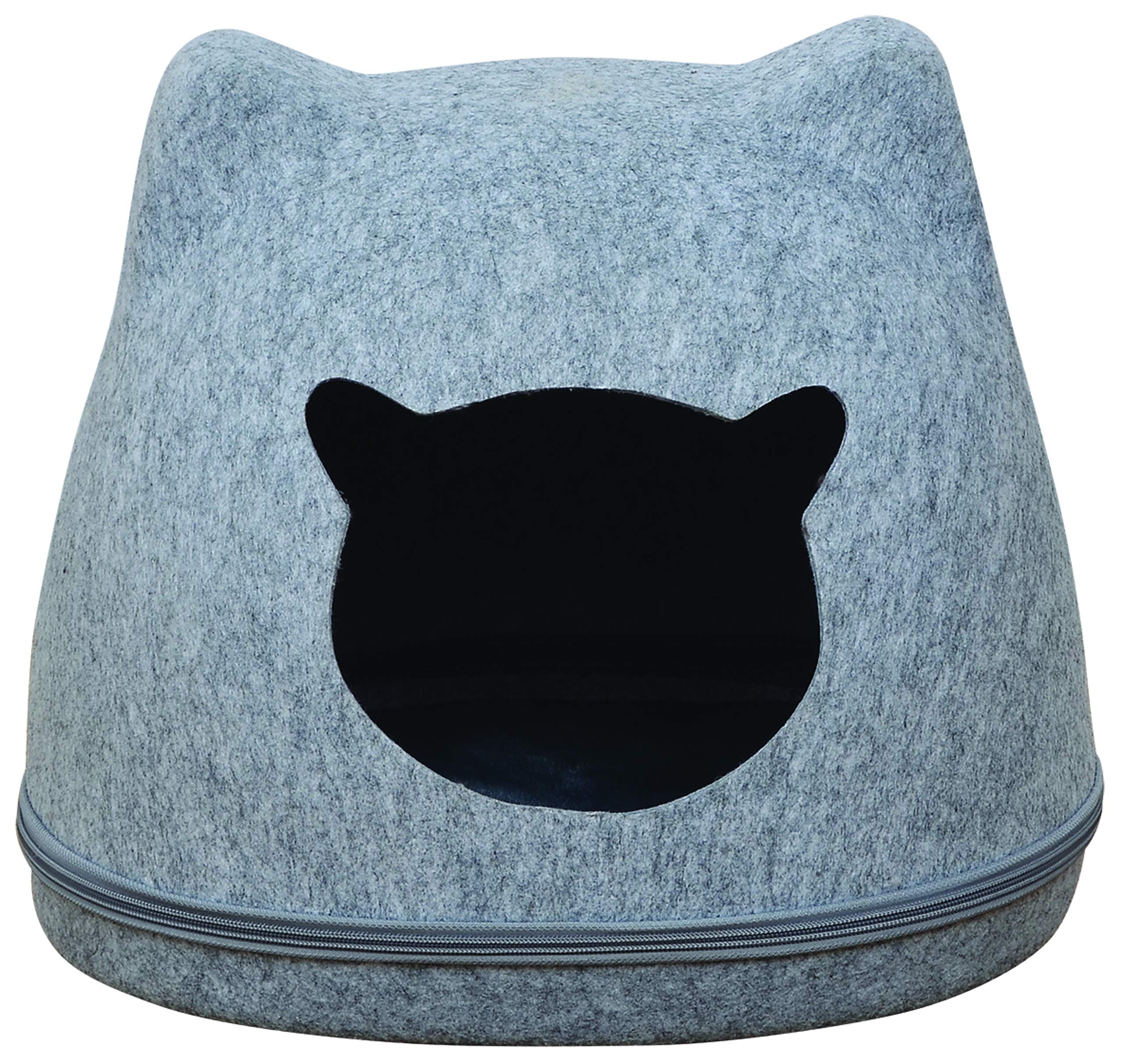 Corbeille Cat Head Oh My Cat en feutrine grise pour le couchage de votre chat