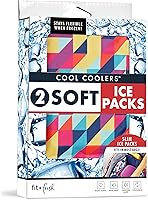 Vista 18 de Cool Coolers by Fit & Fresh - Paquete de 2 paquetes de hielo suave, de nailon elástico flexible, reutilizables, para loncheras y enfriadores, perros