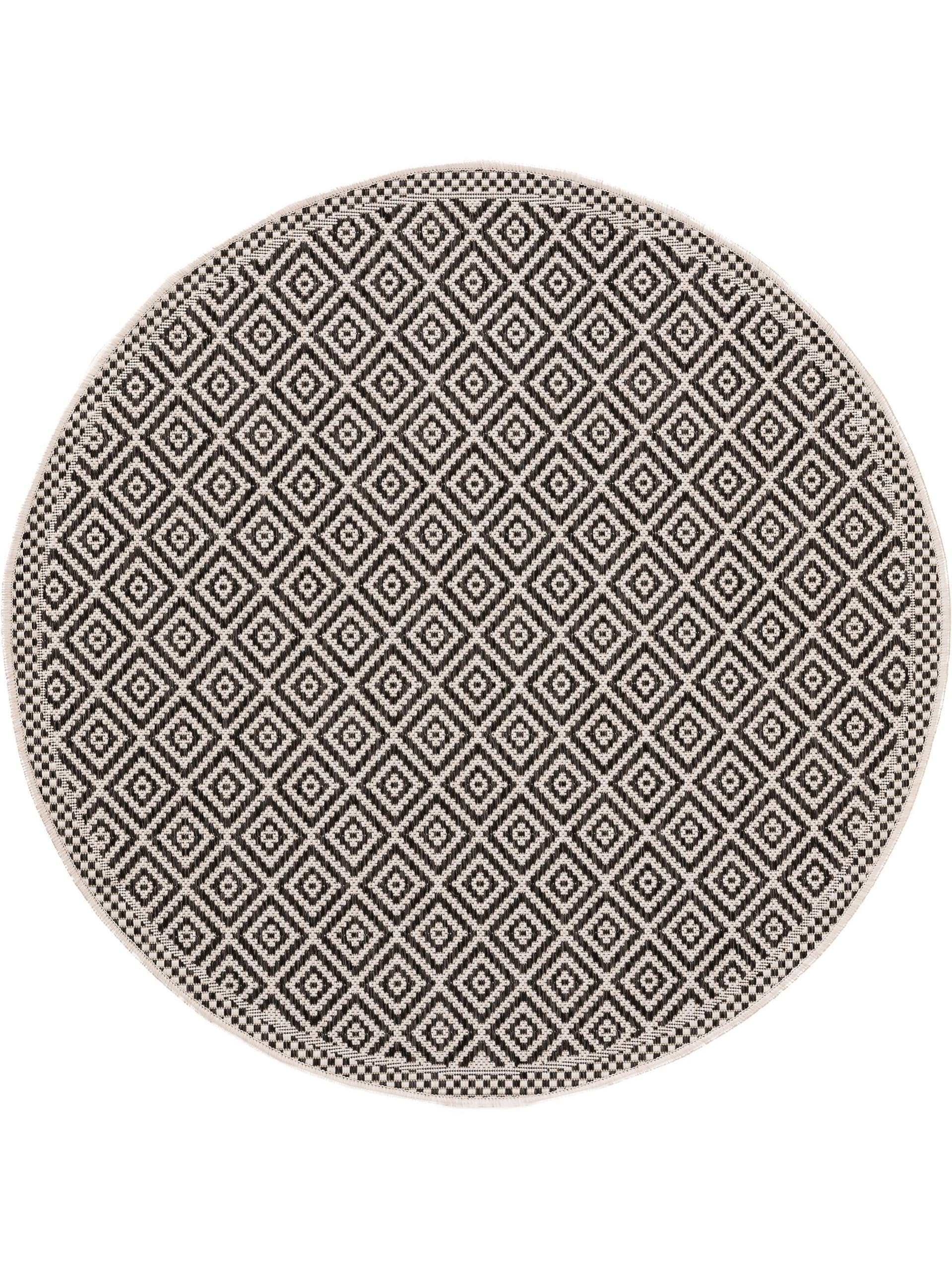Benuta Nest Cleo - Alfombra de Fibra sintética, Adecuada para Exteriores, Redonda y en Estilo: geométrica, Zigzag, Estilo Bohemio, fácil de Limpiar, para salón, Dormitorio, Color Blanco/Negro,