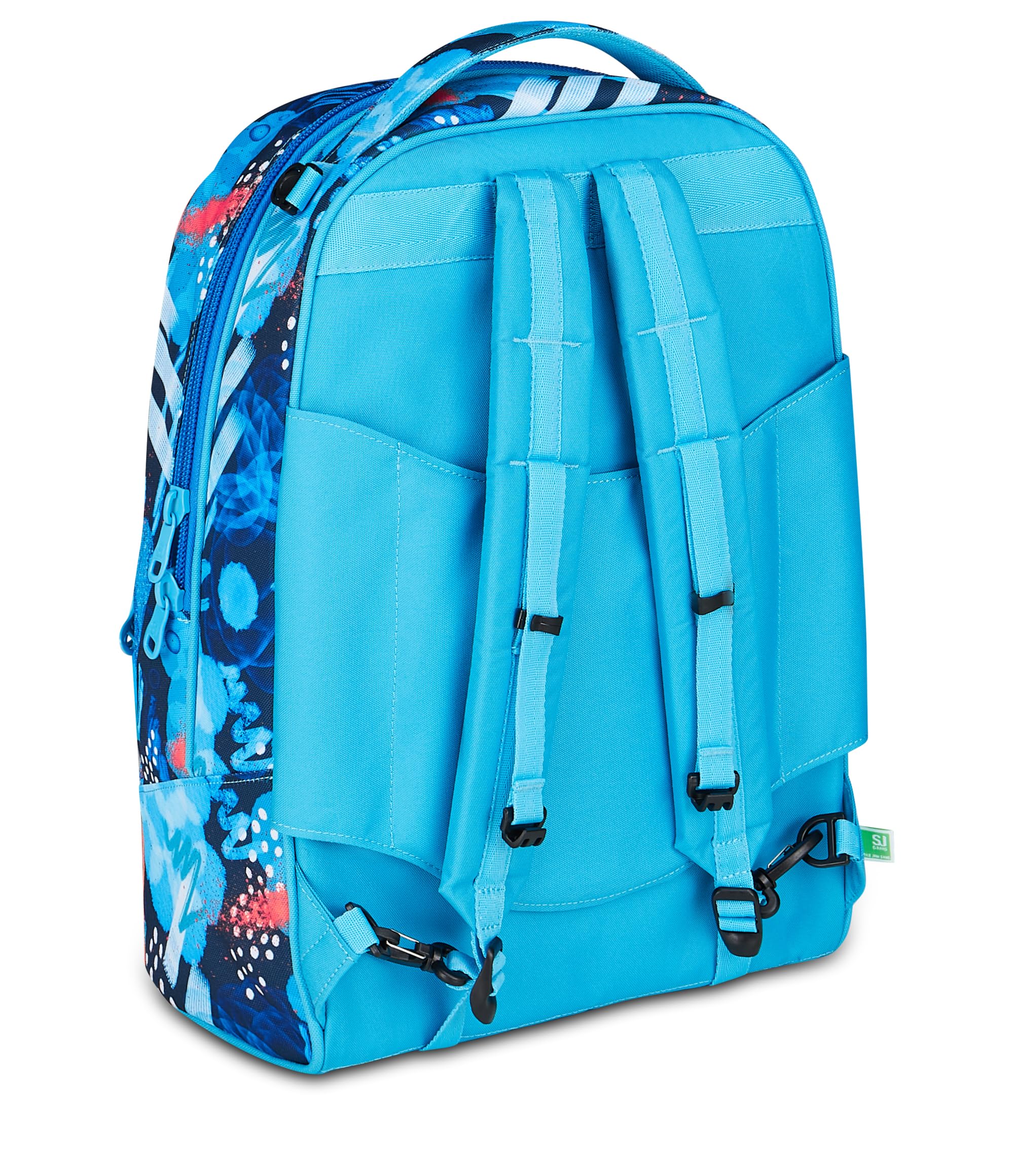 SJ GANG STYLE JAM GANG Trolley Scuola Jack 8 ruote SPEED ANIMAL BOY, Celeste, 34L, Scomponibile, Uso Zaino, Cross-over System, Spallacci a scomparsa, Tasca portaborraccia, Elementari e medie, Bambino