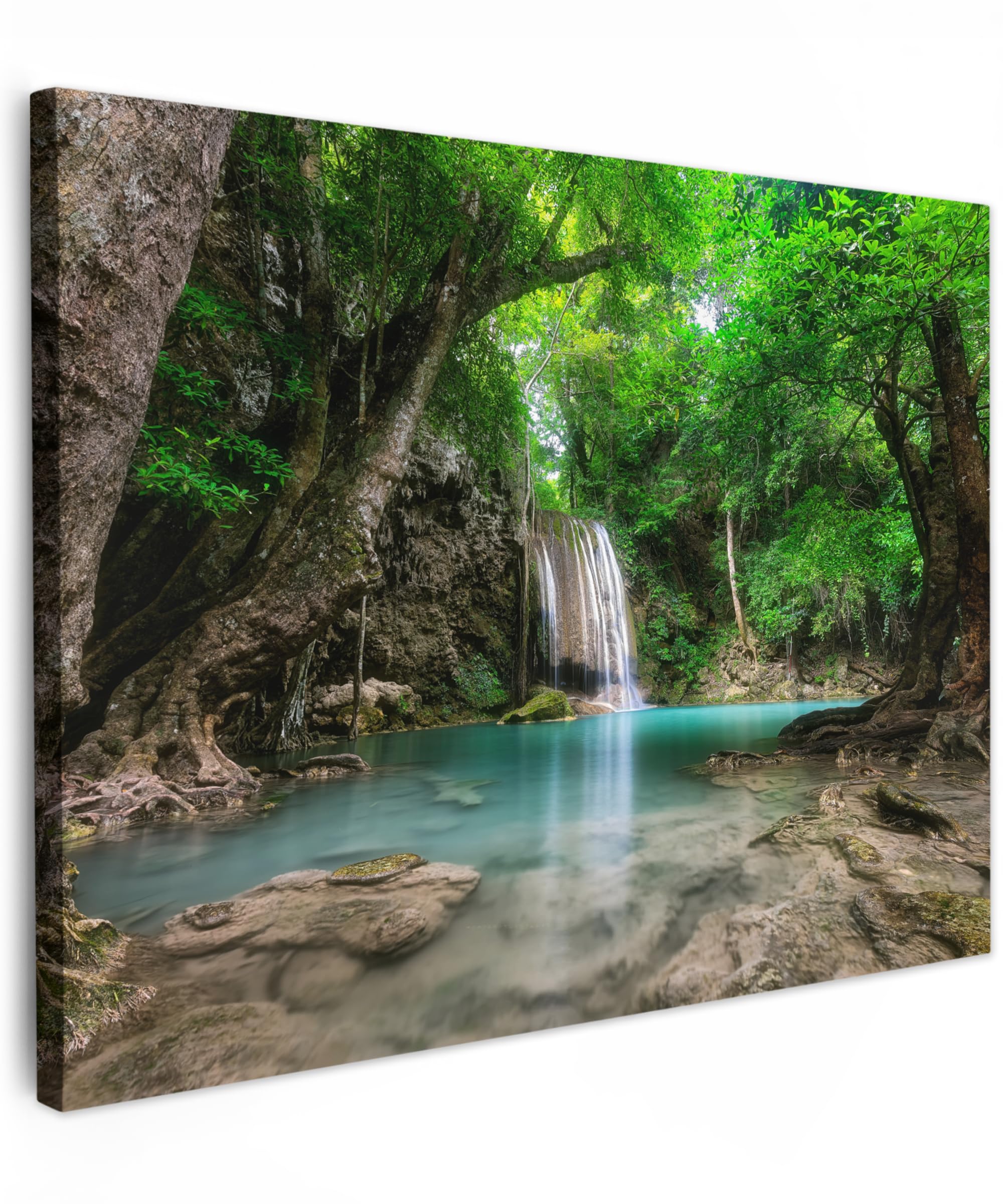 MuchoWow© Canvas Wall Art 16"x12" / 40x30 cm Decor Hanging Pictures for Living Room Canvus Artwork Deco Walls Jungle - Waterfall - Plants - Water - Nature
