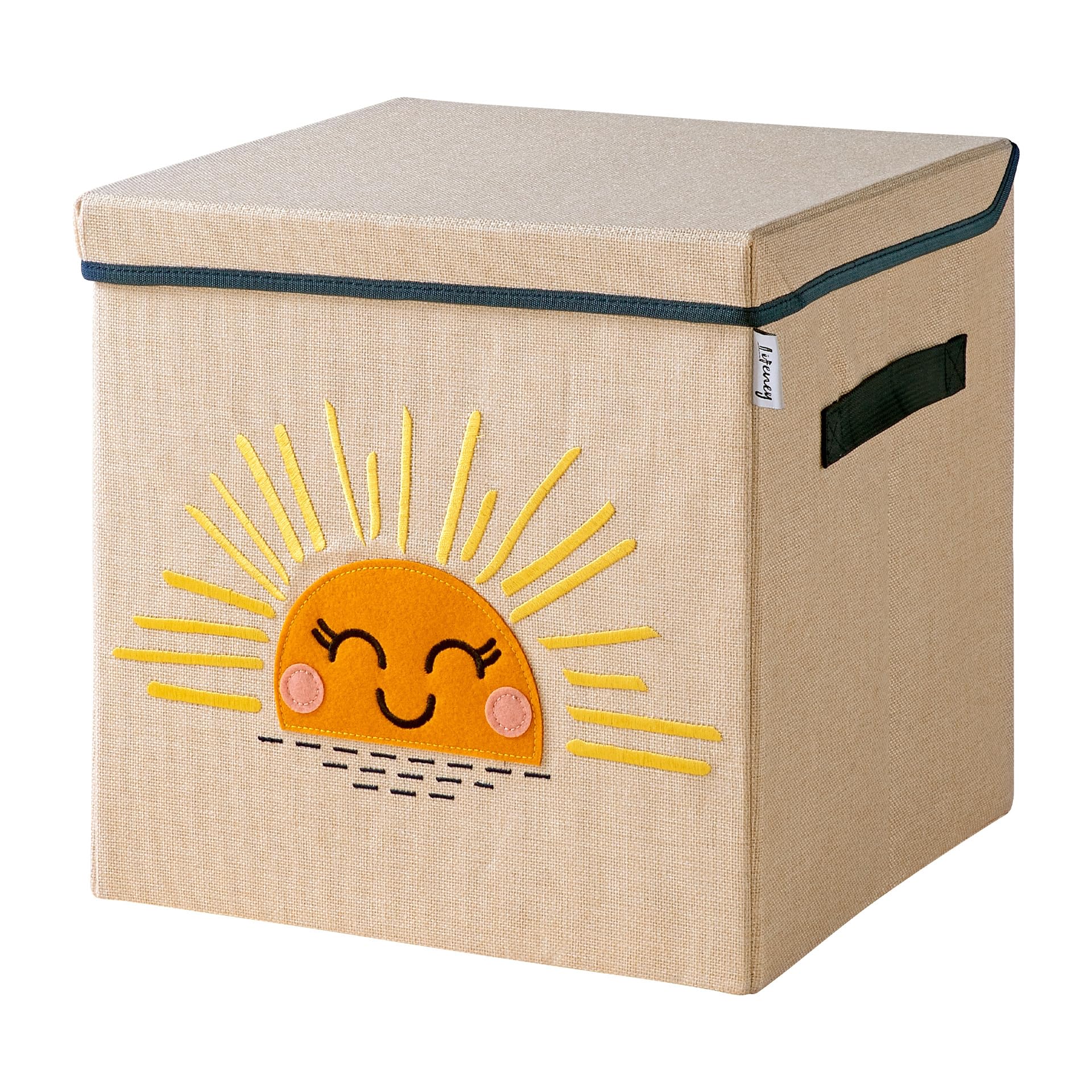 Scatola portaoggetti coperchio e sole I Scatola portagiochi con motivo adatto a ripiani cubici I Scatola organizer per la cameretta dei bambini I Cestino portaoggetti per bambini