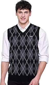 Sponsored Ad - Woolen V Neck Sleeveless Half Sweater for Man Winter Pullover