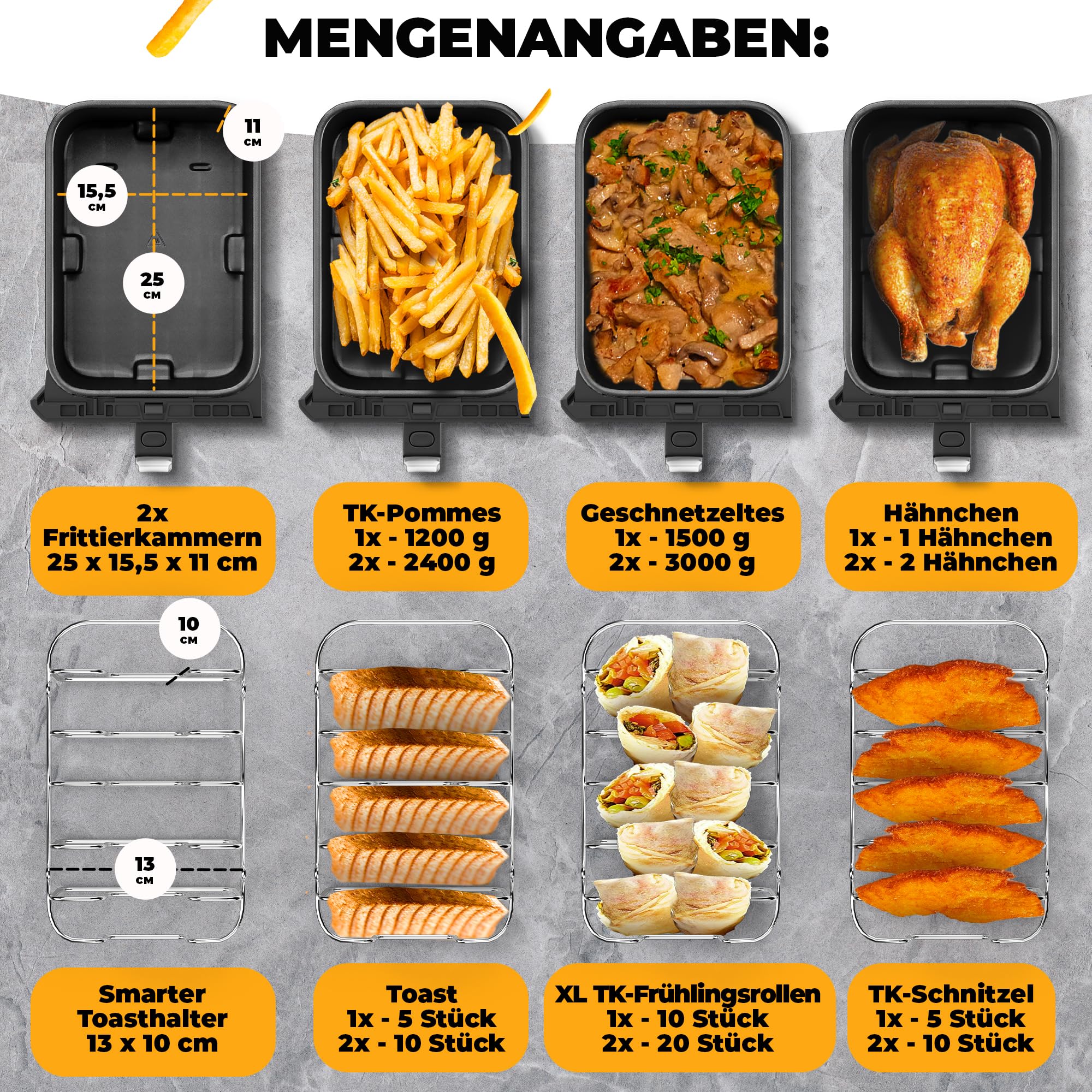 Stillstern Heißluftfritteuse 2 Kammern 8L Dual Zone Airfryer XXL, 2400W, Ausgezeichnet 1,2 (Sehr Gut), Fritteuse Air Fryer, Rezeptbuch, Auftauen&Warmhalten Heissluftfritteuse Doppelkammer, Air Fryers