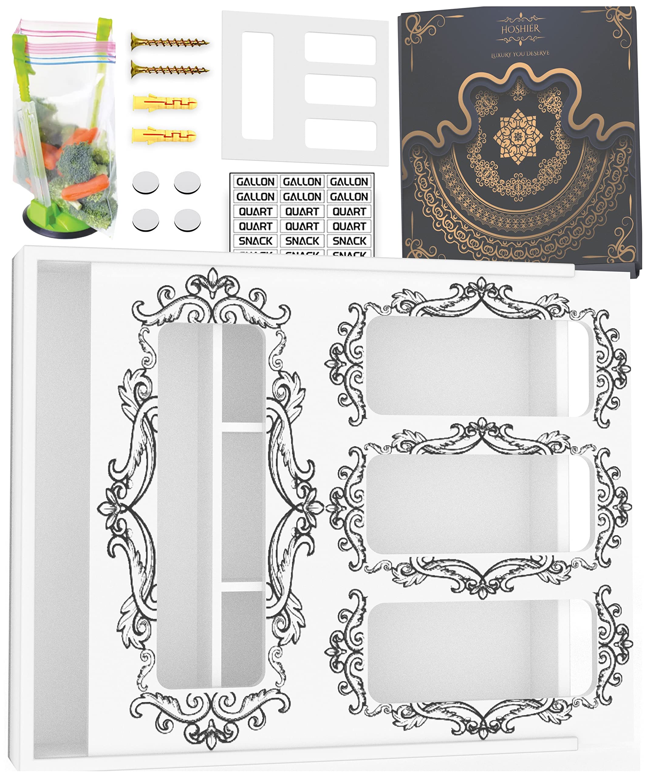 Photo 1 of Hoshier SPECIAL LAUNCH PRICE DISCOUNT - Ziplock Bag Organizer for Drawer, Baggie Organizer for Drawer White Vintage Vibes