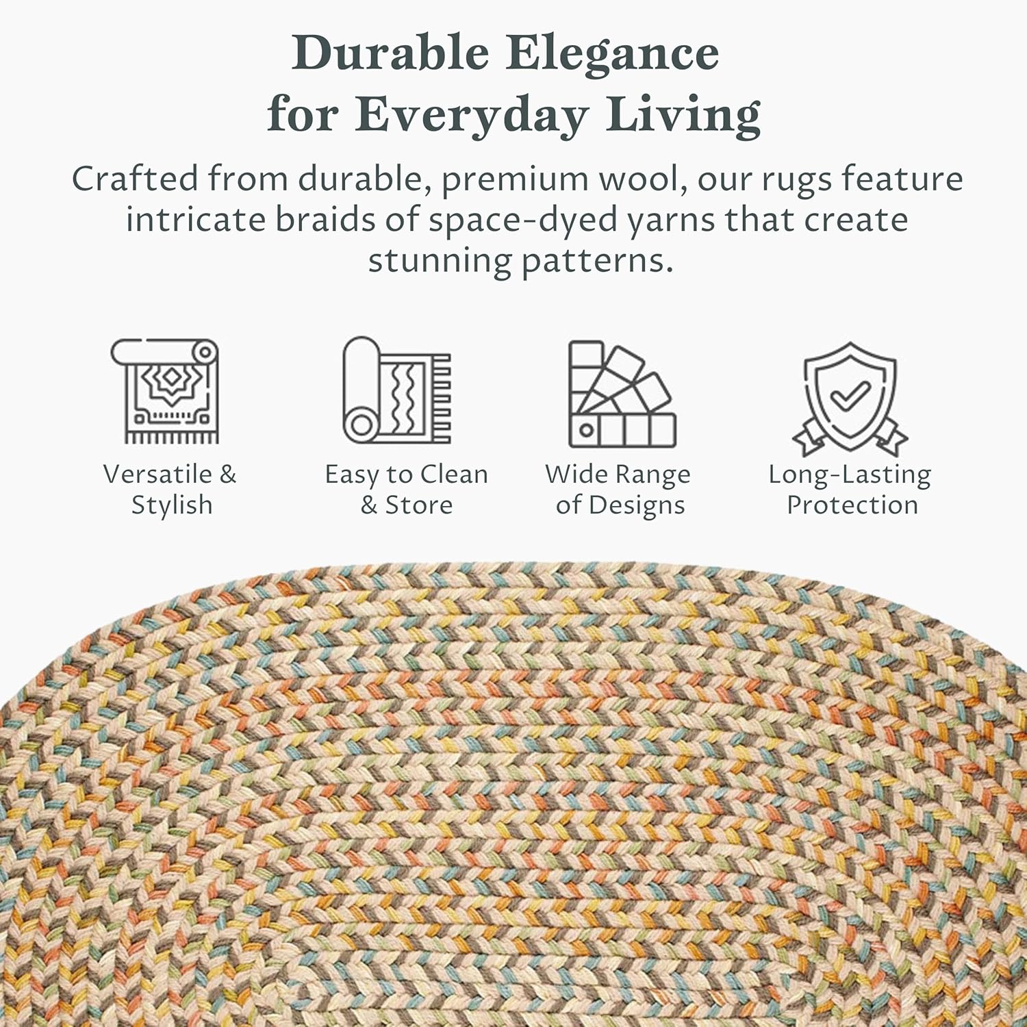 Rhody Rug Cypress CY57 Earth Beige 2' x 3' Oval - Braided Area Rug, Home Decor, Floor Mat or Bedroom Rug - Easy Care, Ideal for High Traffic Areas in Hallway and Living Room - Made in USA