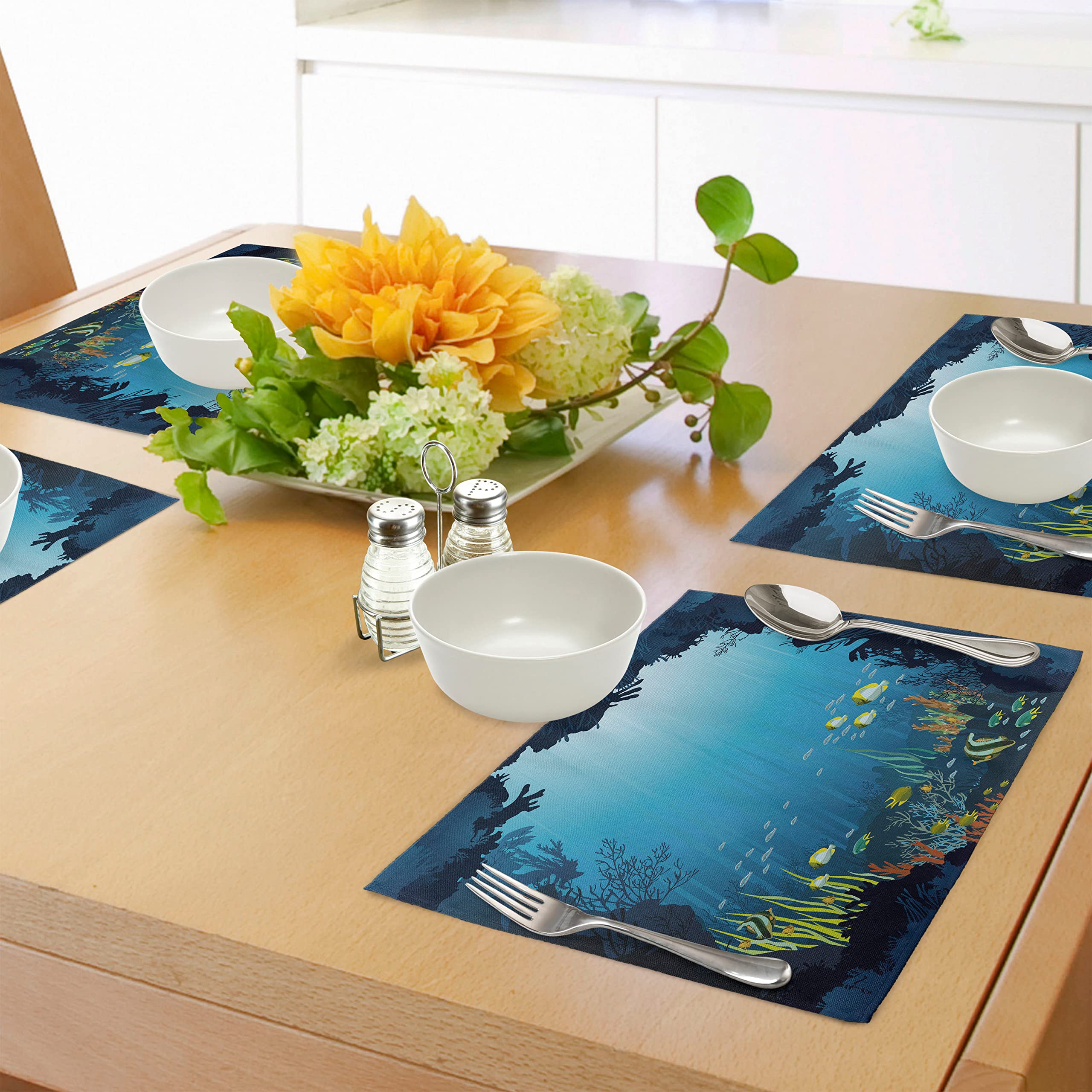 Tovaglietta All'americana Delfino Di Mare Set Da 4 Pezzi Di Tovagliette Isolate Antiscivolo Lavabili Per La Decorazione Della Tavola Della Cucina (18X12 Pollici