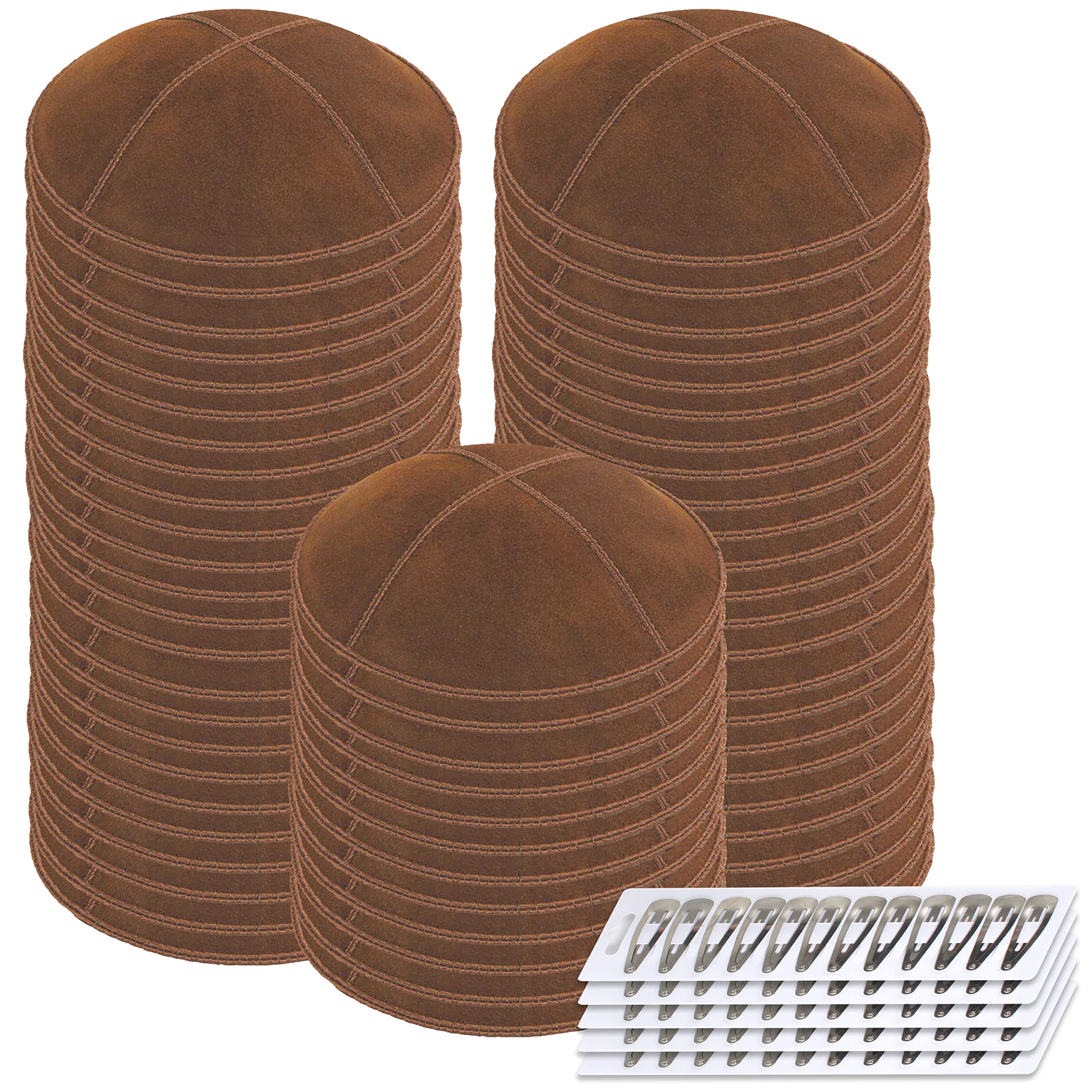 Zion Judaica Genuine Suede Kippot Bulk Packs or Single Pieces Clips Included