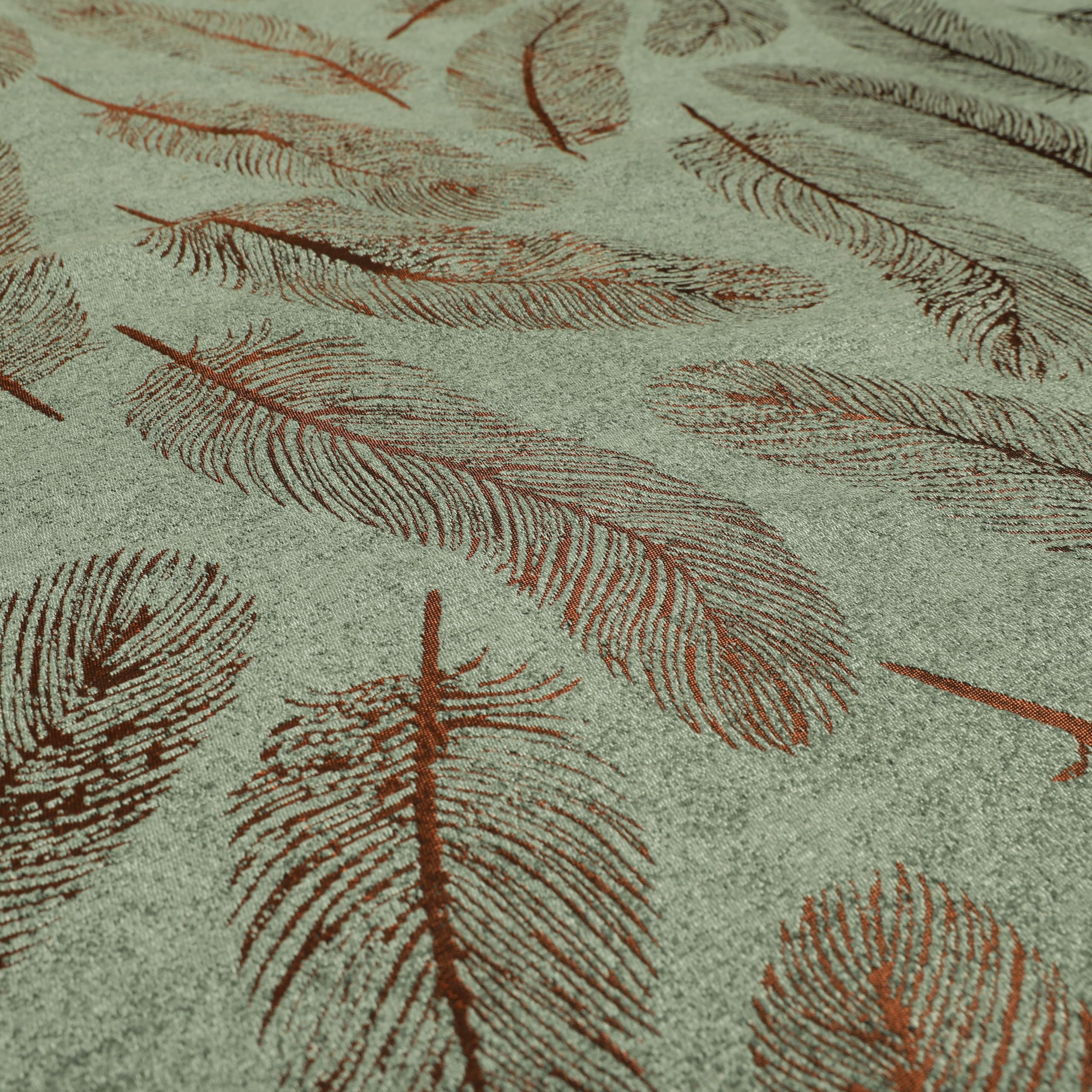 Redbrick Mill Fabrics Flame Retardantful Abstract Leaf Floral Exotic Themed Soft Chenille Fabric by The Metre, Ideal for Upholstery and Home Furnishing Textiles, Grey Orange (Per Metre)