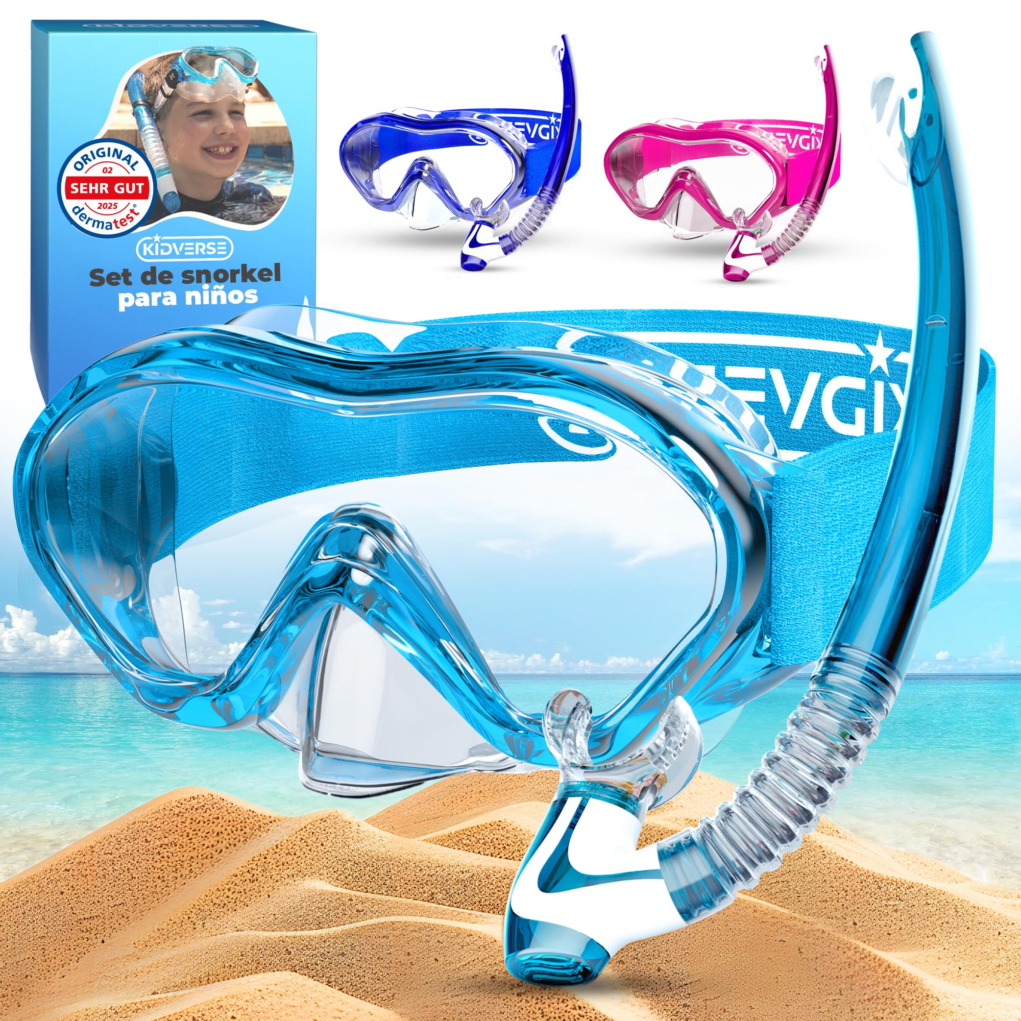 KIDVERSE Gafas Buceo Niña y Niño - Gafas Snorkel - Mascara Buceo con Tubo