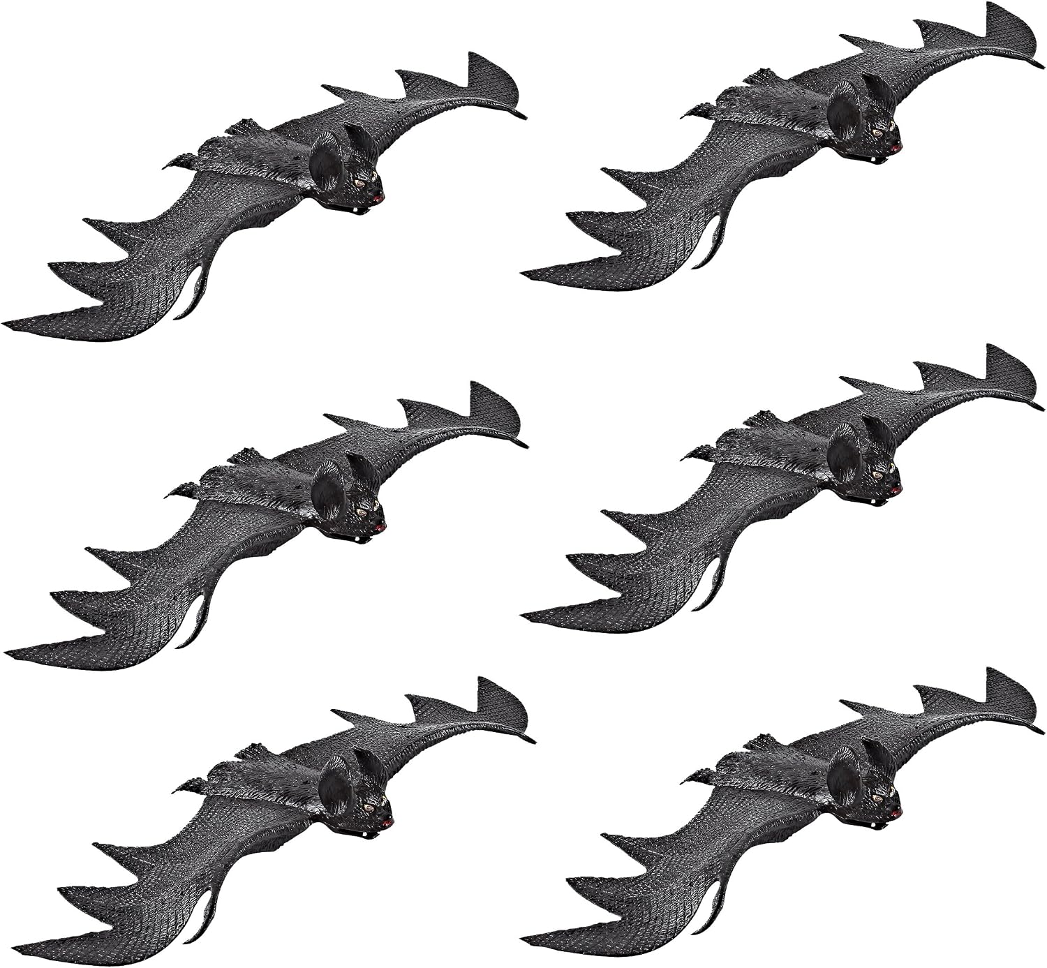 JOYIN 6 Pack Halloween Bats Decorations Realistic Looking Spooky Hanging Bats for Best Halloween Outdoor Indoor Decoration