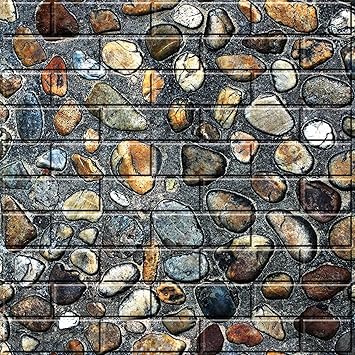 JAAMSO ROYALS 3D Stone Brick PE-Foam Wallpaper | Self Adhesive | Peel and Stick | Easy to Paste | Waterproof | 3D Wall Panel (70 CM x 77 CM, Stone Brick, QTY1)