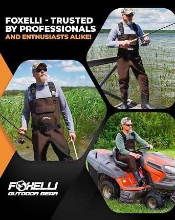 Foxelli Chest Waders, Waterproof 4mm Neoprene Hunting & Fishing Waders for Men & Women with Boots