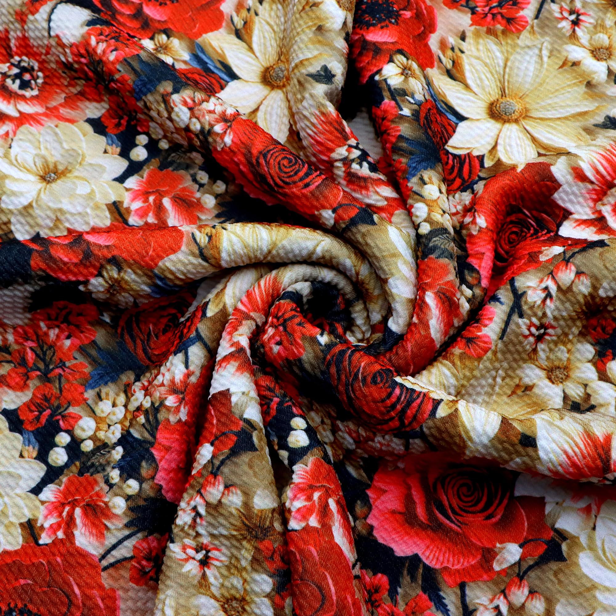 Printed Bullet Textured Liverpool Fabric 4 Way Stretch Spandex Knit Fabric by The Yard for Head Wrap Accessories (B)