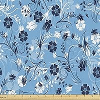 Vista 65 de Ambesonne - Tela de helado por The Yard, deliciosos alimentos fríos de verano en conos estilo Kawaii patrón ilustrado, tela decorativa