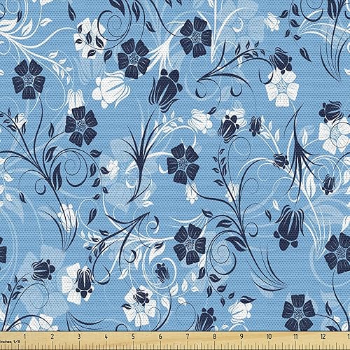 Miniatura 65 de Ambesonne - Tela de helado por The Yard, deliciosos alimentos fríos de verano en conos estilo Kawaii patrón ilustrado, tela decorativa