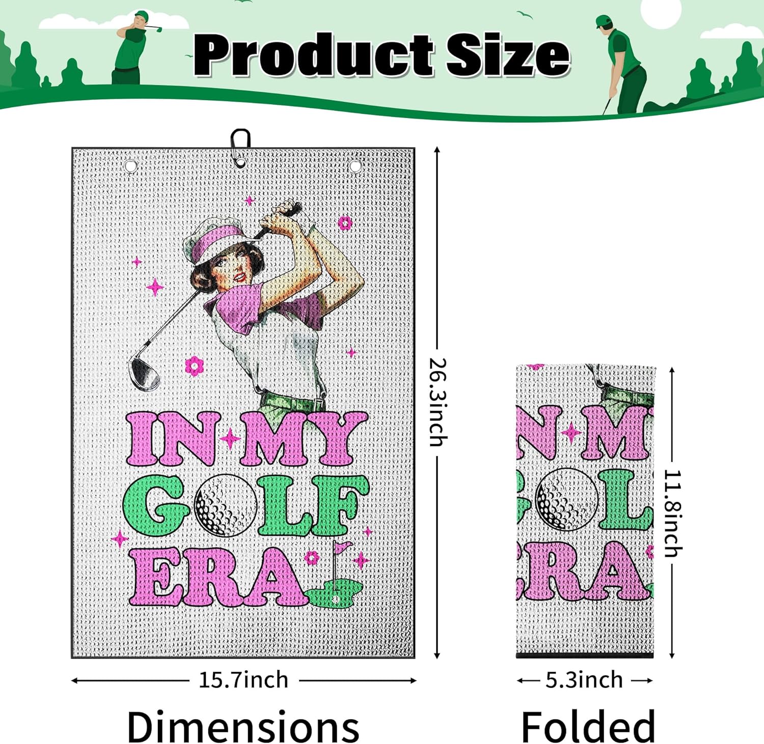Printed Golf Towels for Golf Bags, Funny Golf Towel for Women, Golf Accessories for Women, Towel with Clip, Towel with Funny Words for Her, in My Golfs Era, Gifts for Christmas Thanksgiving Birthday - Image 3