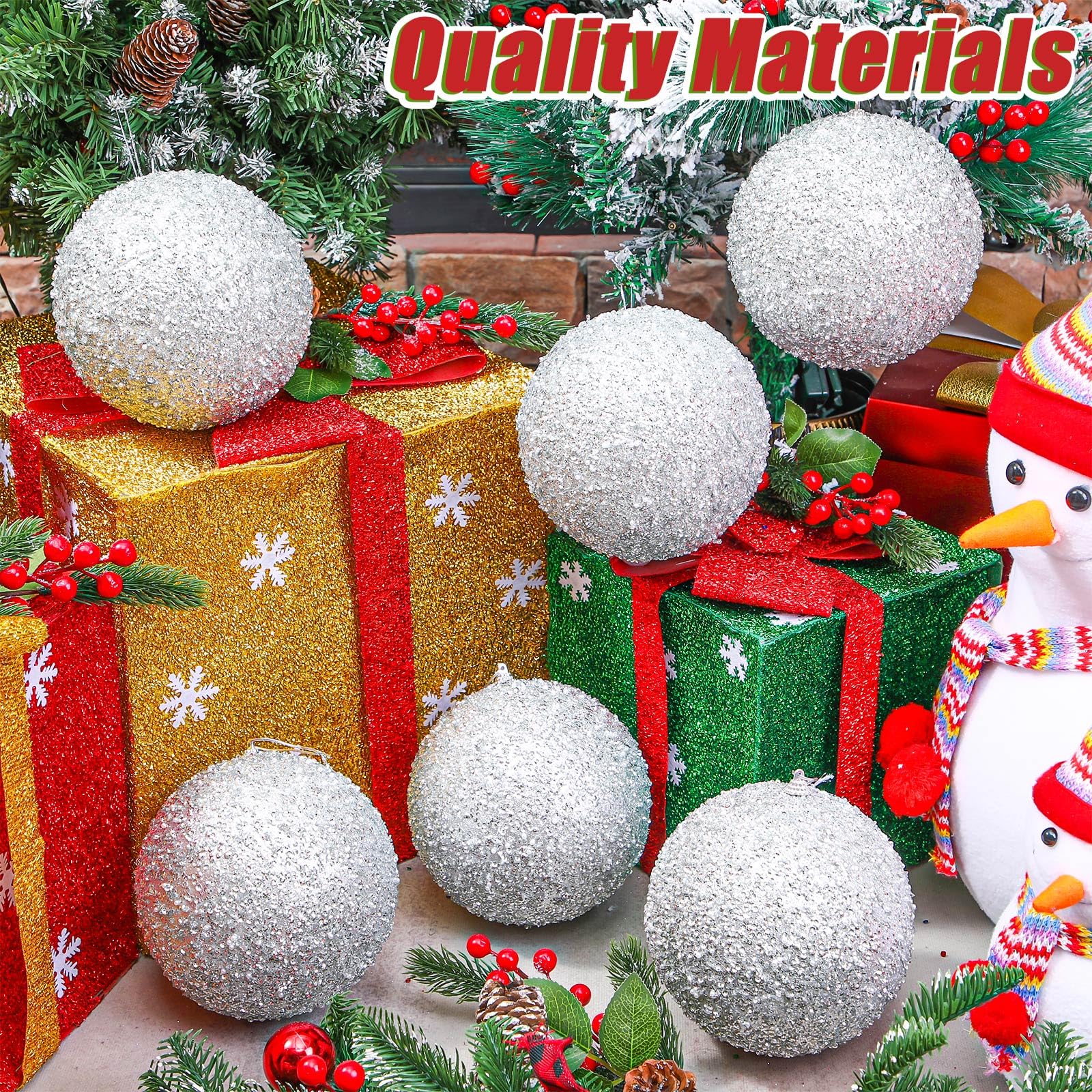Wettarn 6 bolas de Navidad grandes de 6 pulgadas, adornos de decoración para árbol de Navidad, bolas inastillables para cumpleaños, Pascua, San Valentín, boda, decoración del 4 de julio, Día de los