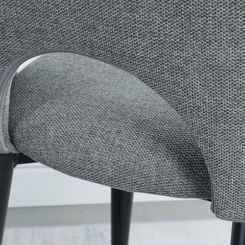 Miniatura 7 de SSLine Juego de 2 sillas de comedor de tela moderna cómodas sillas de comedor con patas de metal sólido sillas laterales tapizadas para el hogar