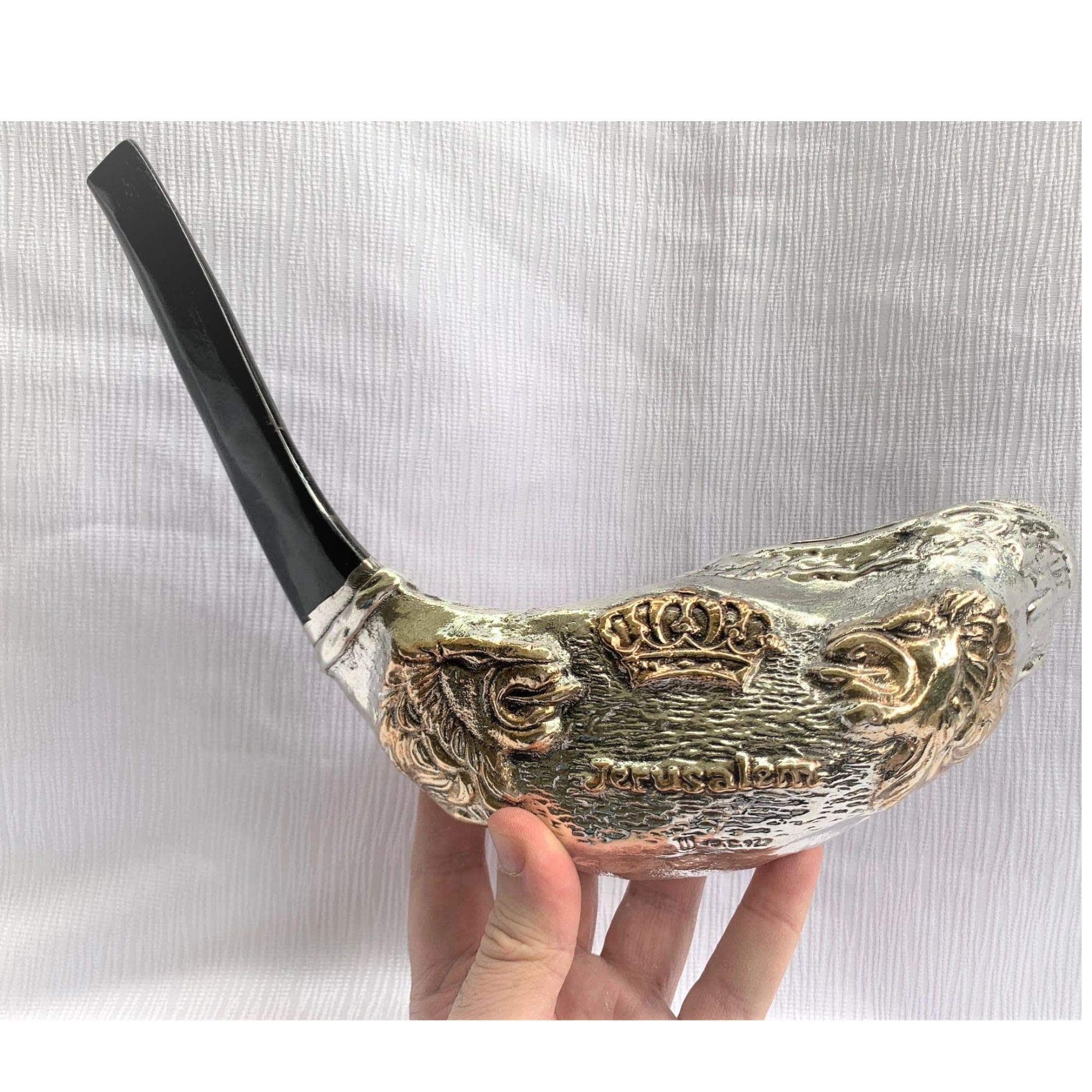 rzadki lew z Judy srebro ram's róg shofar 40 cm – 40 cm + stojak