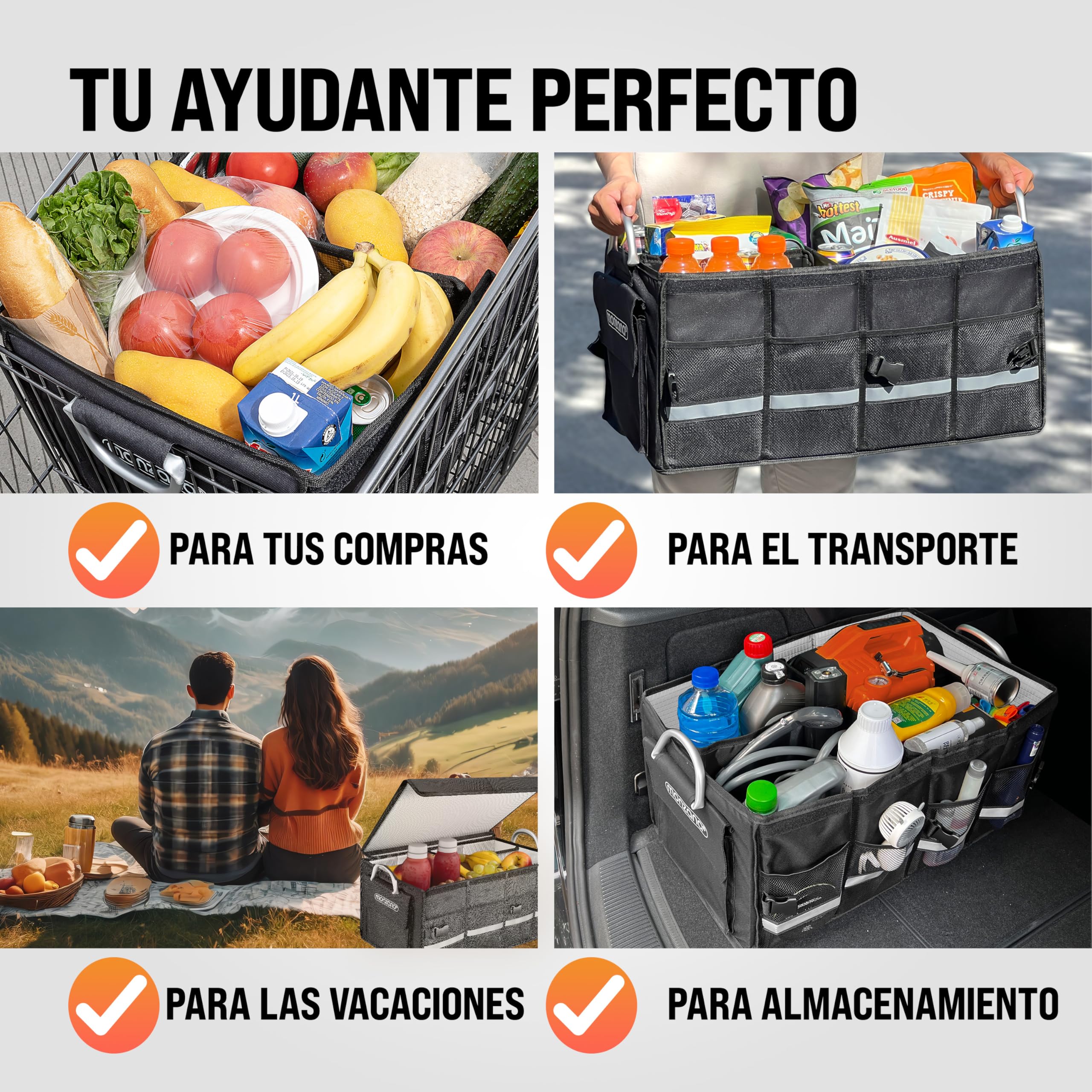 Monzana® Organizador coche Bolsa para maletero 68L Cesta Almacenamiento Caja Plegable con Aislante Negro