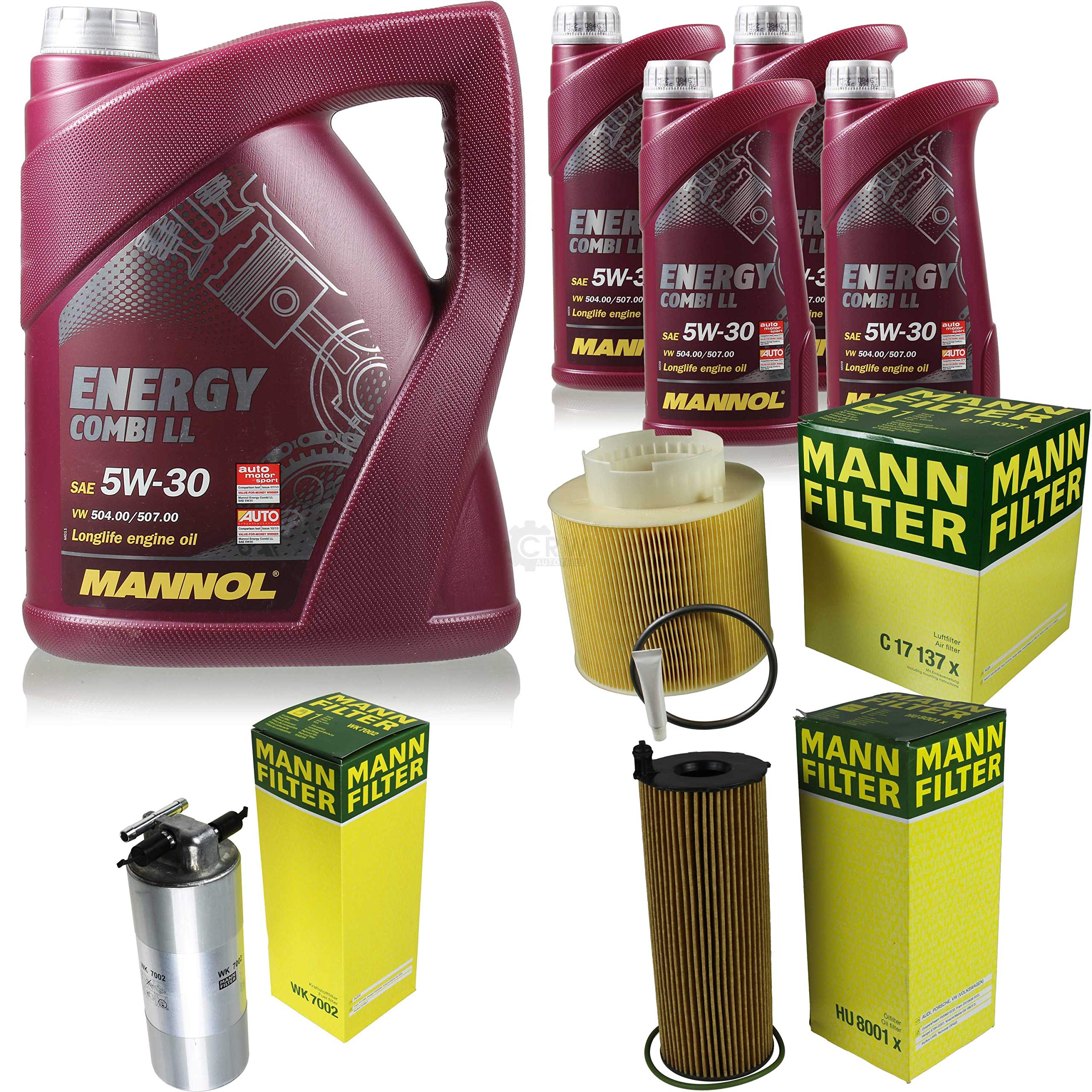 QR-PARTS 69170111 - Set di filtri di ispezione 9 litri MANNOL olio motore Energy Combi LL 5W-30 API SN/CF MANN-FILTER filtro aria filtro olio filtro carburante