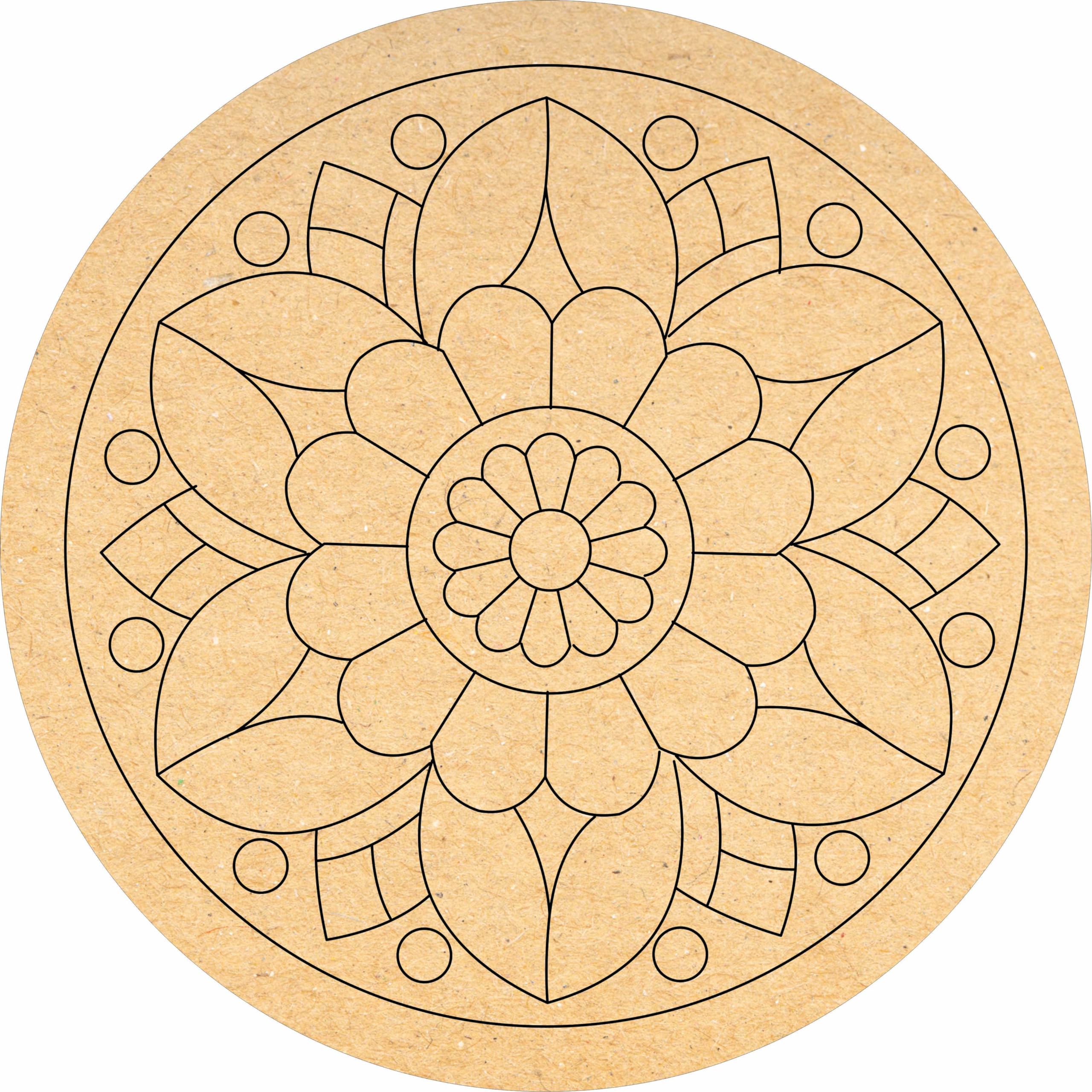 Sure Laser Cut MDF Wood Design with Round New Rangooli pattern Shape Drawing DIY Round Cutout for Arts and Crafts Purpose,Home Decor,lippan Art Decoration. (15 Inch)-image-43