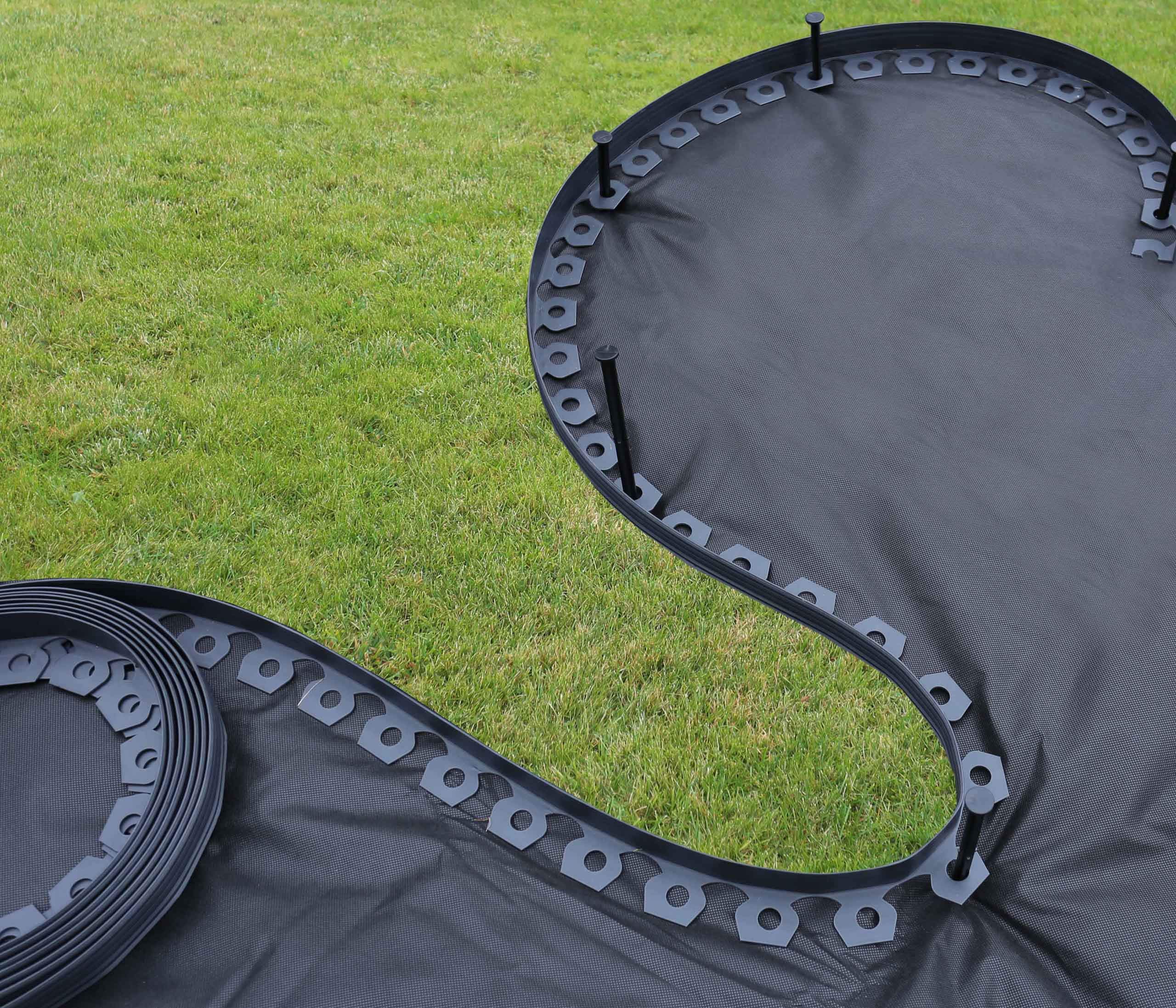 Flexibele Kunststof Gazonrand Borderrand met 30 spijkers (10 m, Zwart) - Hoogte 50 mm - Tuinafboording zonder graven - Makkelijk te plaatsen