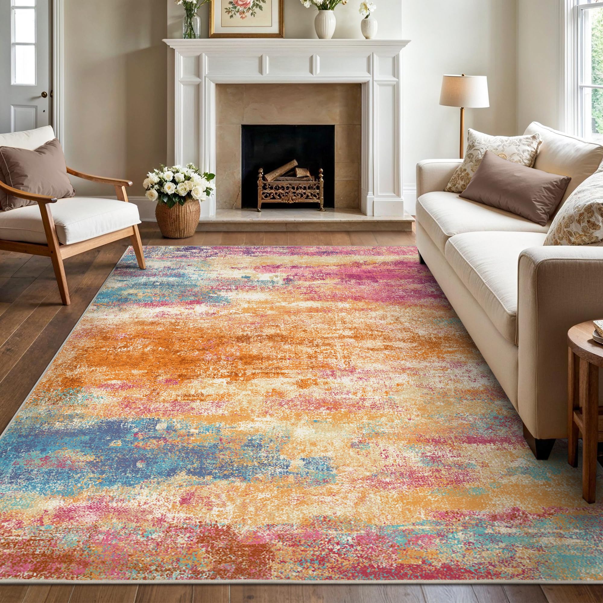 BEIMO Abstract Rug 160x230cm Washable Non-Slip Carpet Pink Living Room — image 1