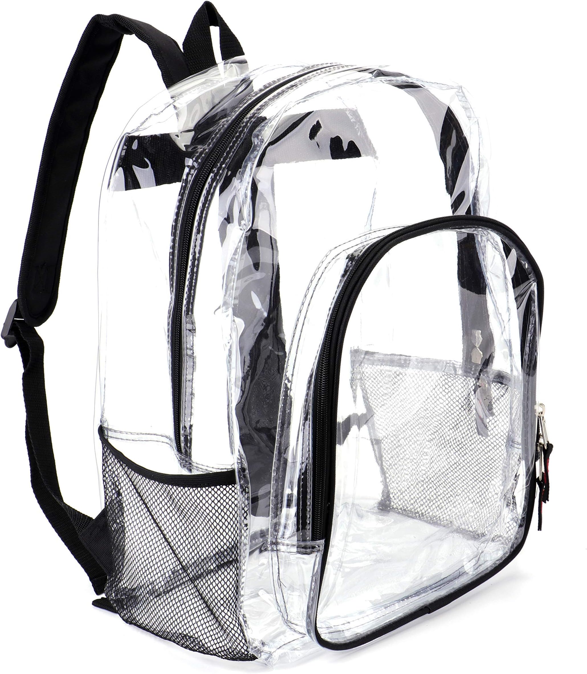 JOMPARO Clear Backpack Transparent Clear Bookbag for Boys Girls Kids for School College Work, 16 inch Black