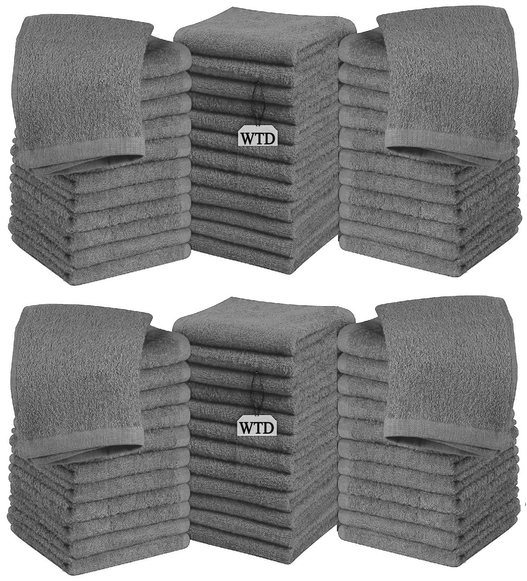 Wholesale Trade Dealz Charcoal Pack Of 6, 12, 24 & 48 Cotton Face Cloth Towels 500-Gsm Super Soft 100% Egyptian Cotton Flannels Premium Washcloths Hotel Saloon Gym Towel Facial Cloths (48, )