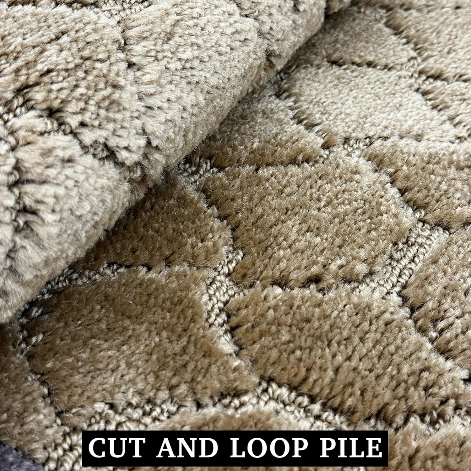 English Home Custom Size Non Slip Washable Cobblestone Design Runner Rug (Brown-Beige, 26"" x 05')
