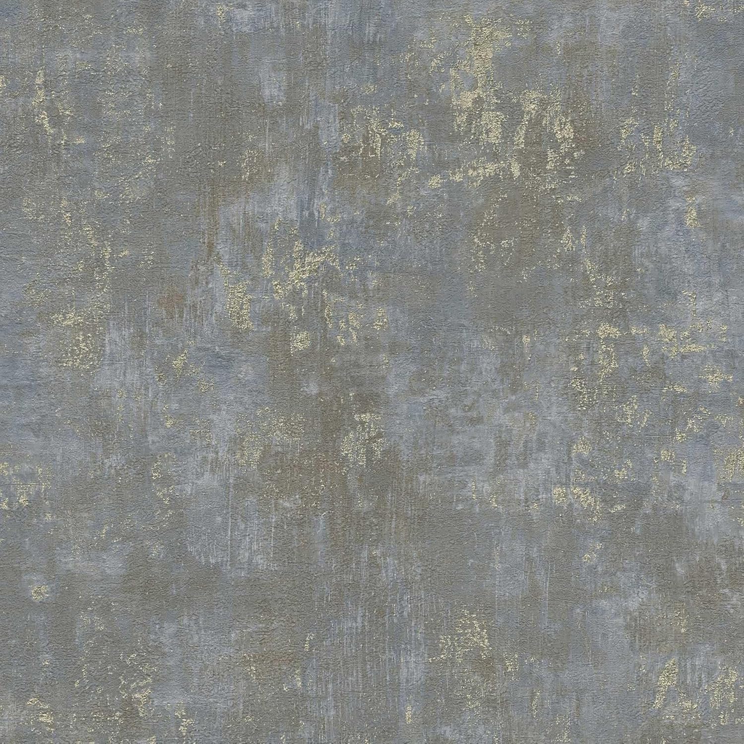 Livingwalls 396701 Industrial Wallpaper Concrete in Brown, Blue with Metallic Effect in Gold - Wall Wallpaper Plaster Look 10.05 m x 0.53 m - Made in Germany