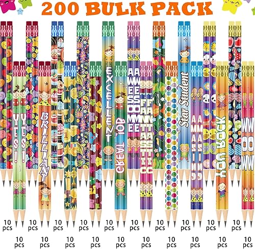 Miniatura 3 de Ctosree Paquete de 200 lápices de recompensa, regalos inspiradores, lápices motivacionales a granel, suministros para niños de 3 a 5 años de edad,