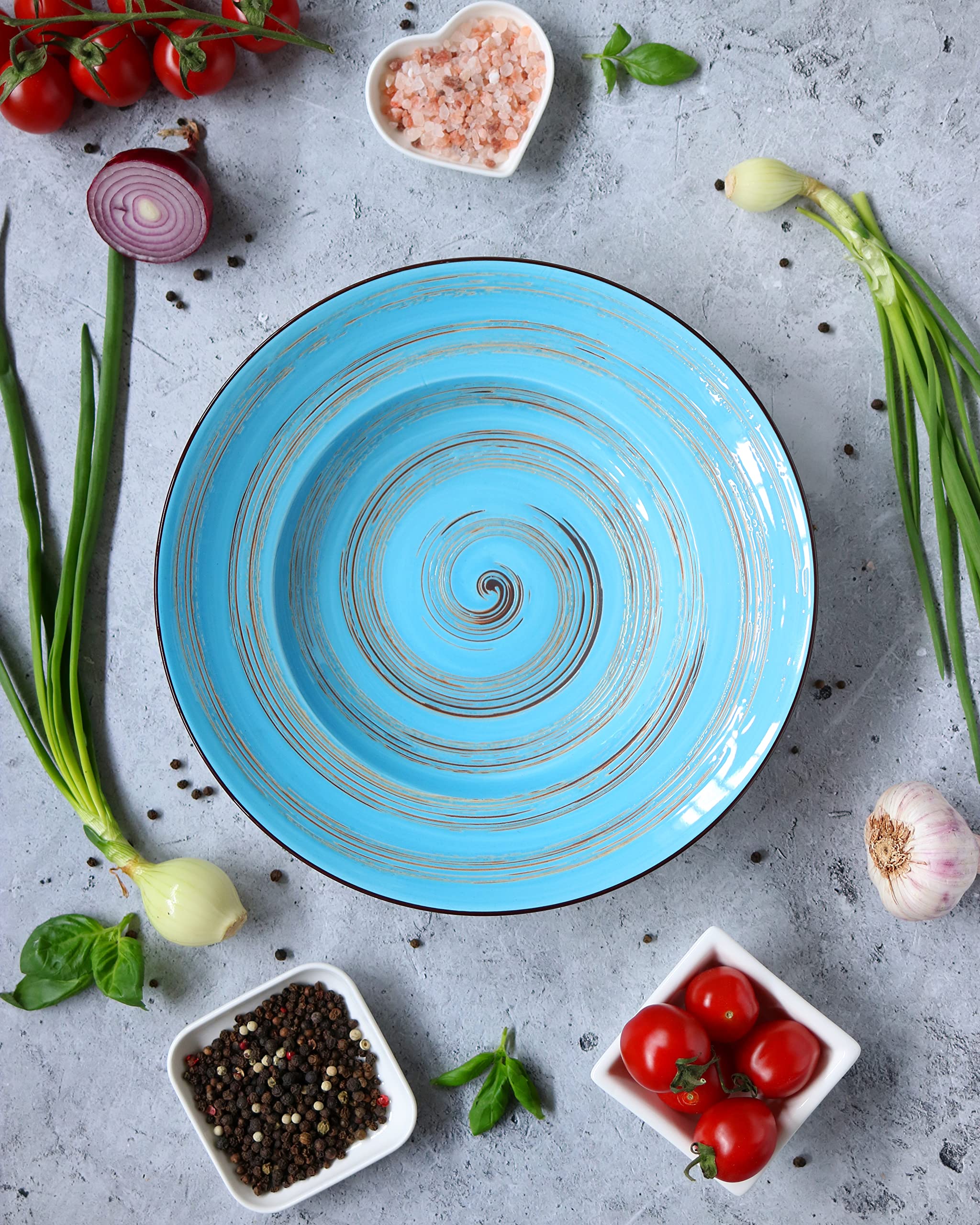 Wilmax Spiral - Juego de 2 platos hondos (2 unidades, elegantes, modernos, duraderos, seguros, porcelana esmaltada, resistente a los arañazos, apto para lavavajillas, para sopas, ensaladas, diámetro: